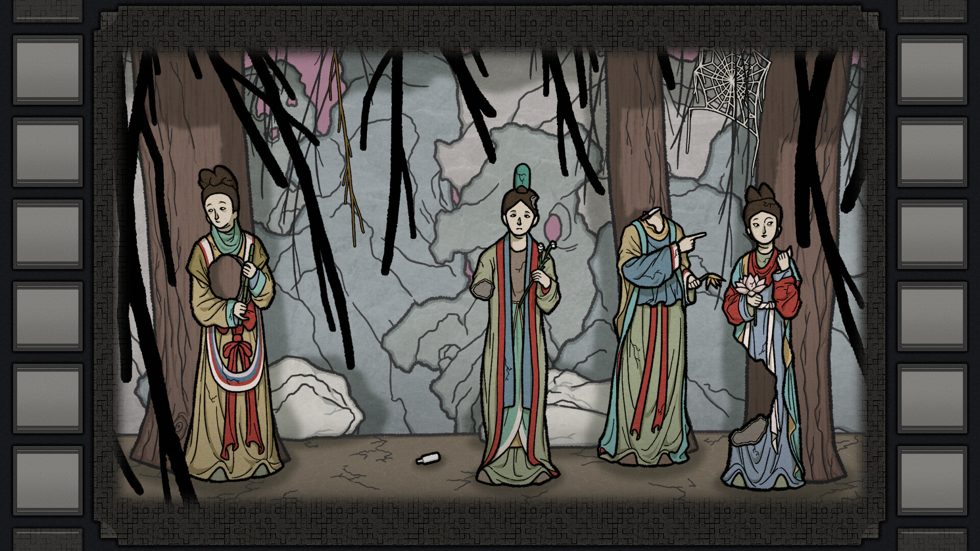 遊戲主角面對府邸中的詭異景象