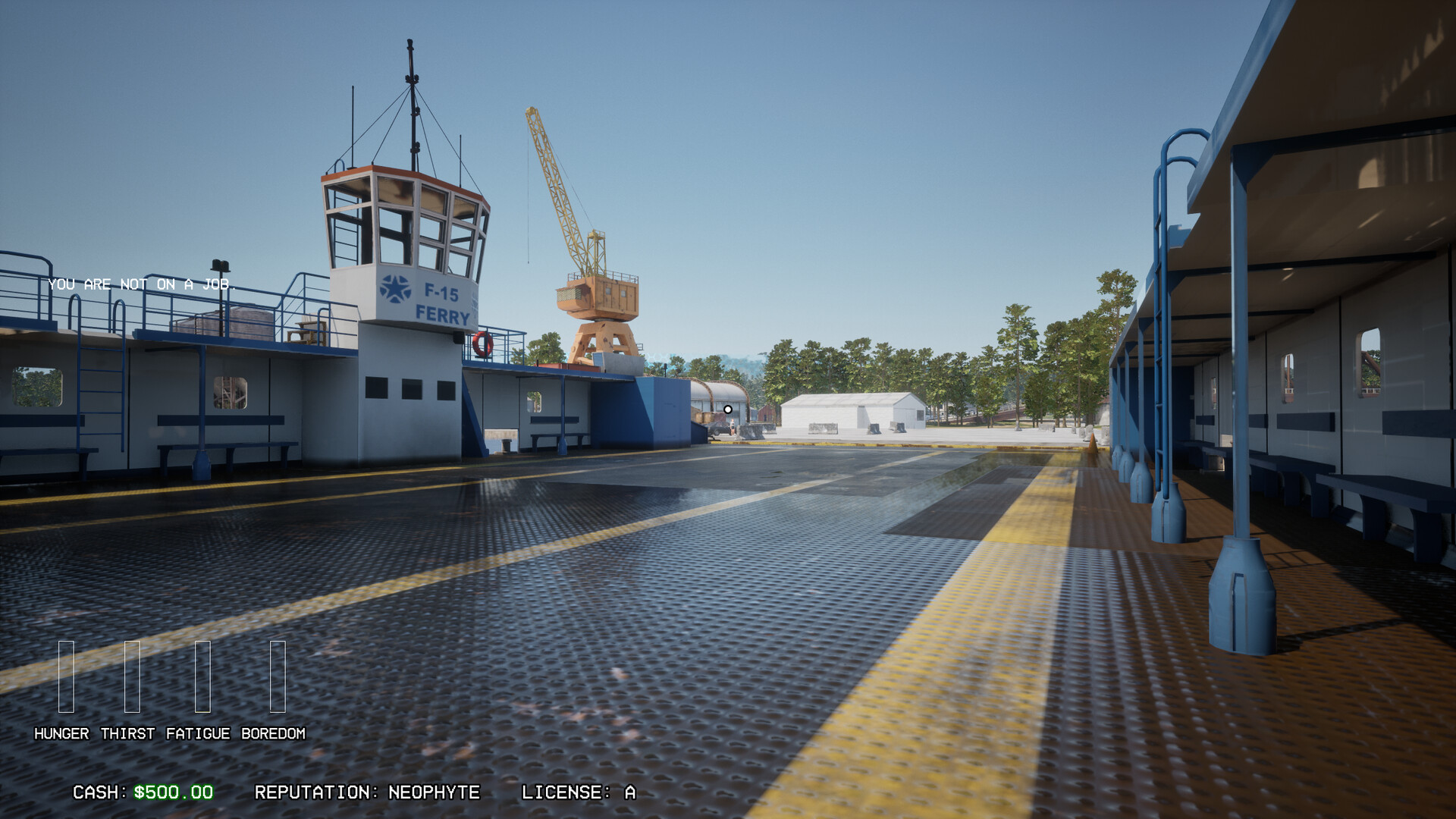 夜晚時分,玩家仍在辛勤工作,駕駛車輛穿梭在道路上。