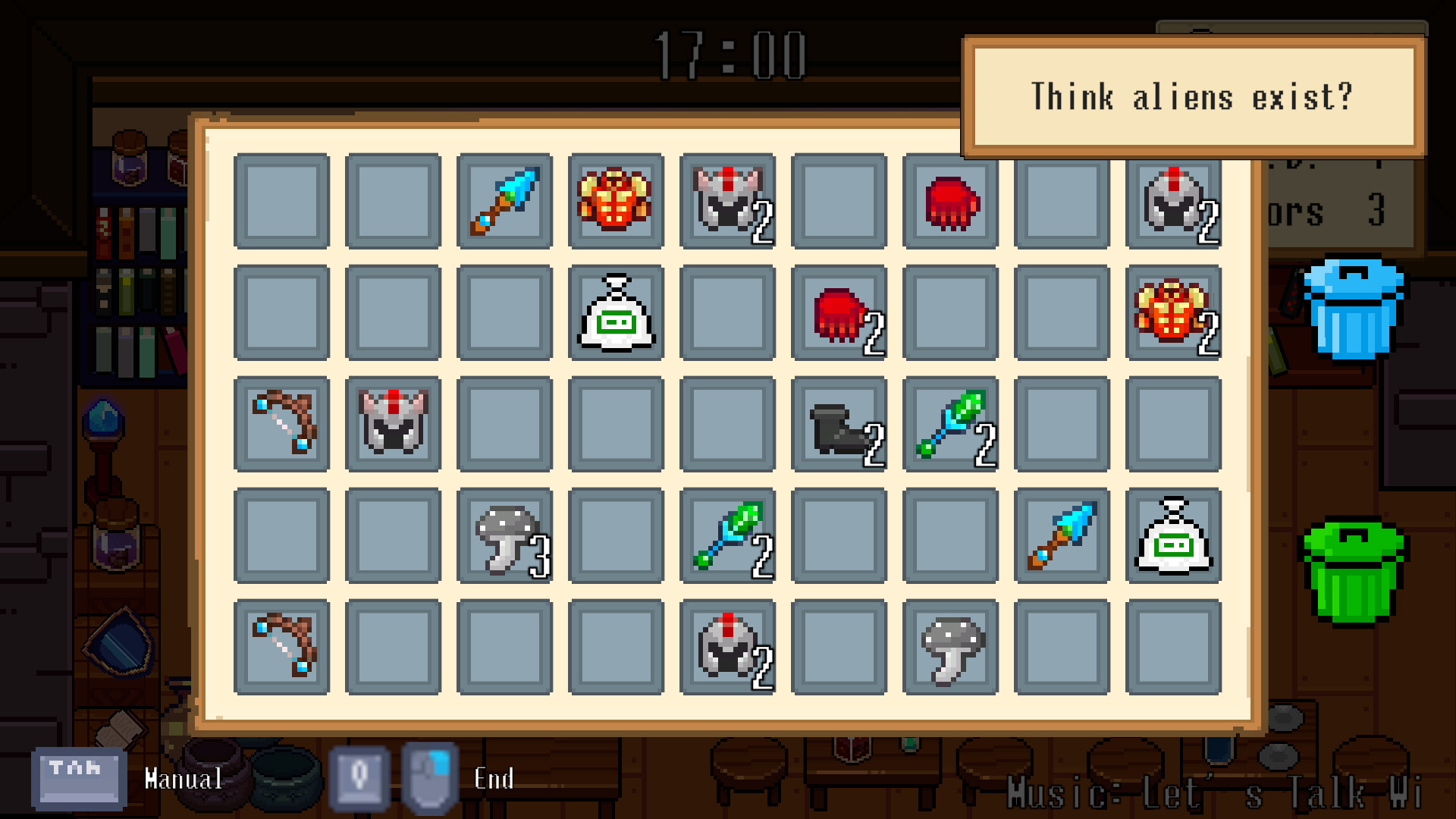 遊戲的主視覺，呈現了一個充滿奇幻物品的背包。