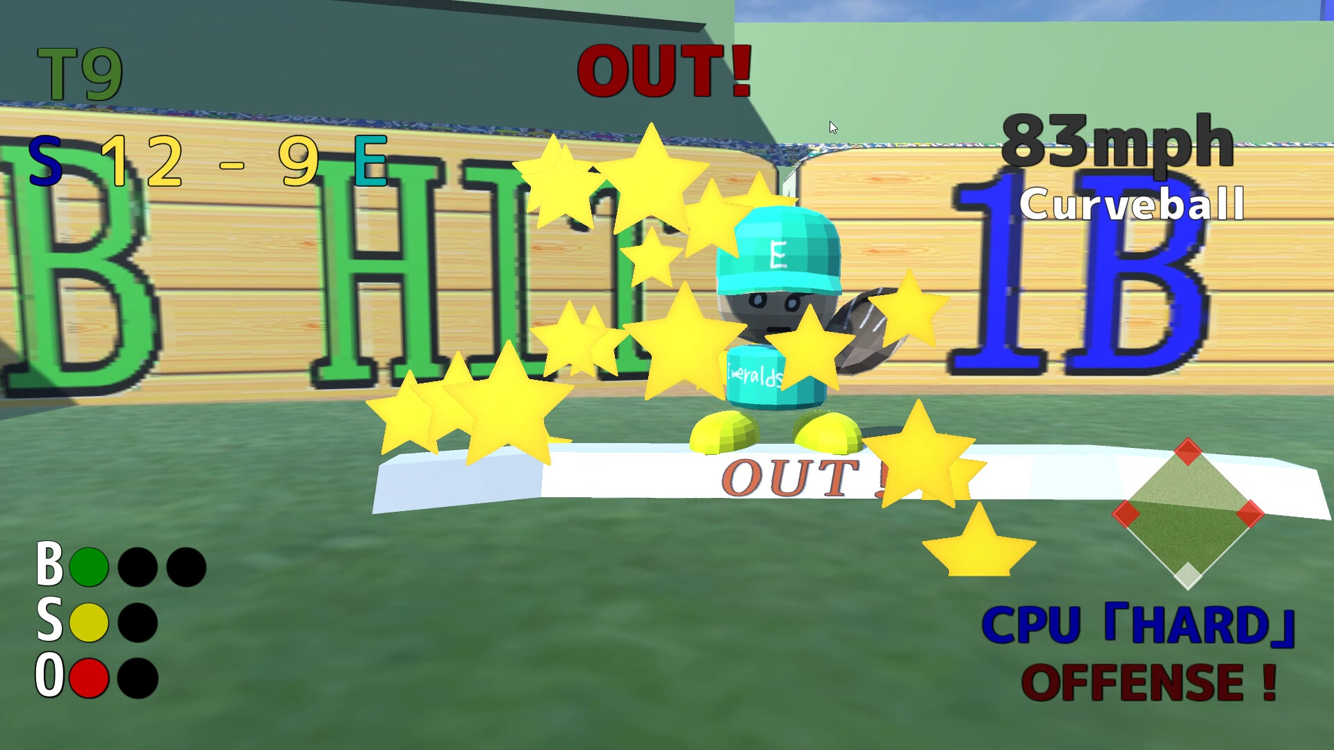 擊出全壘打後的煙火慶祝畫面