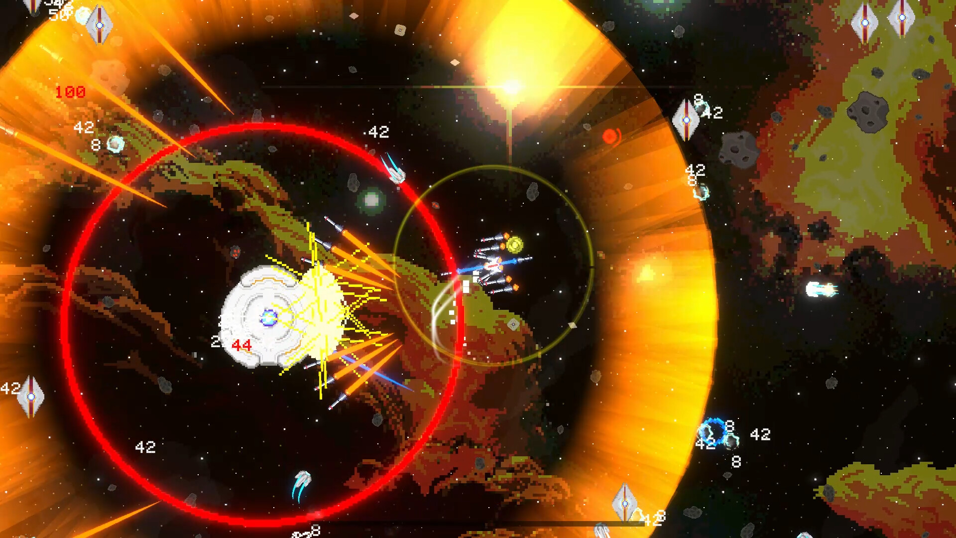 玩家的飛船在複雜的彈幕中穿梭,展現了高超的閃避技巧。