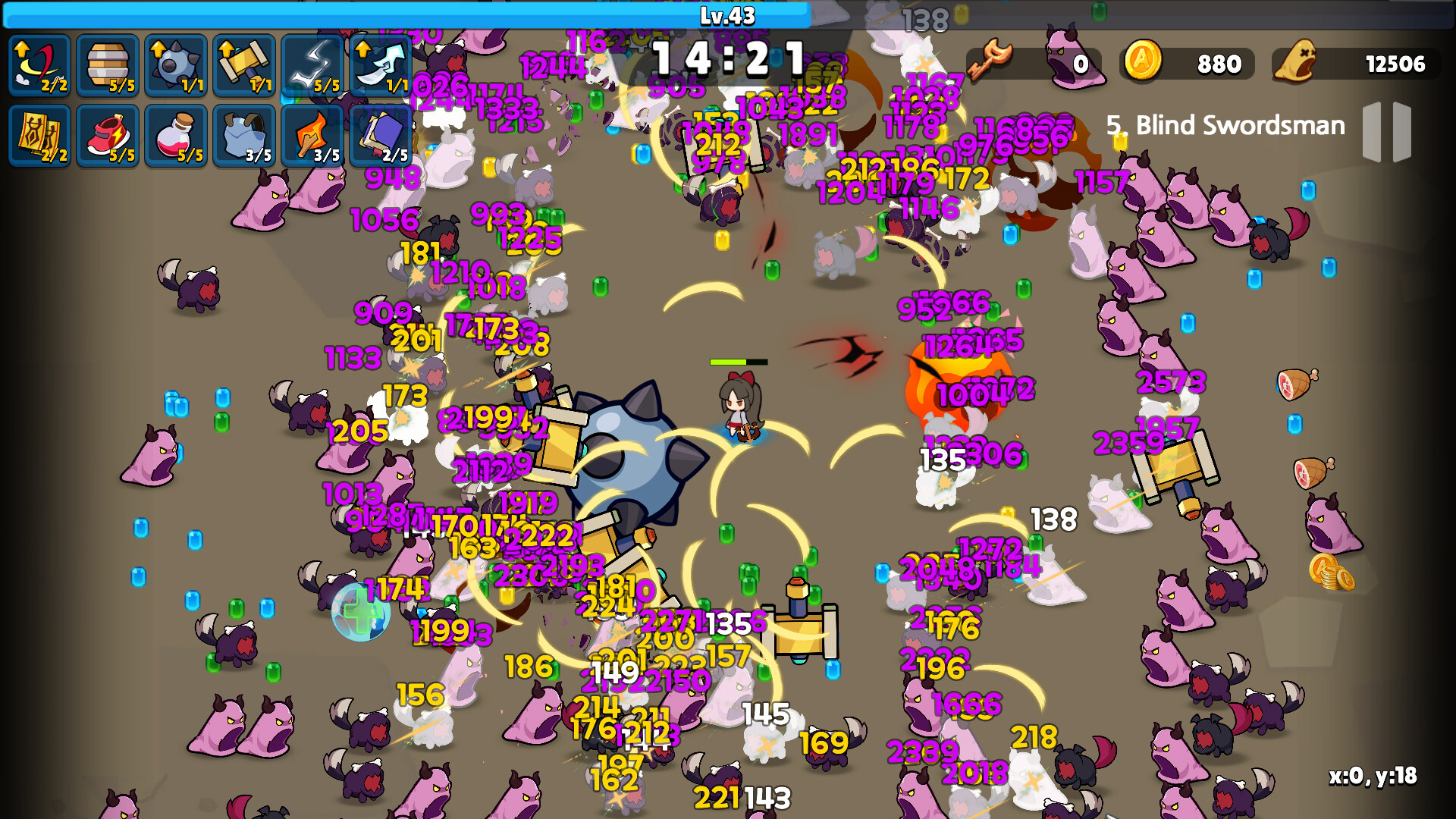 角色施放範圍攻擊技能,清掃周圍的敵人