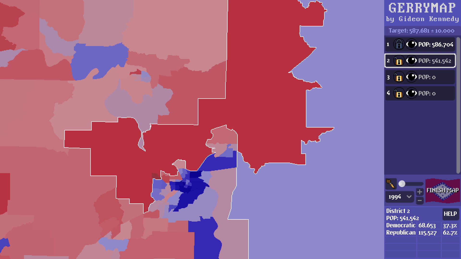 遊戲中的一個州地圖劃分範例