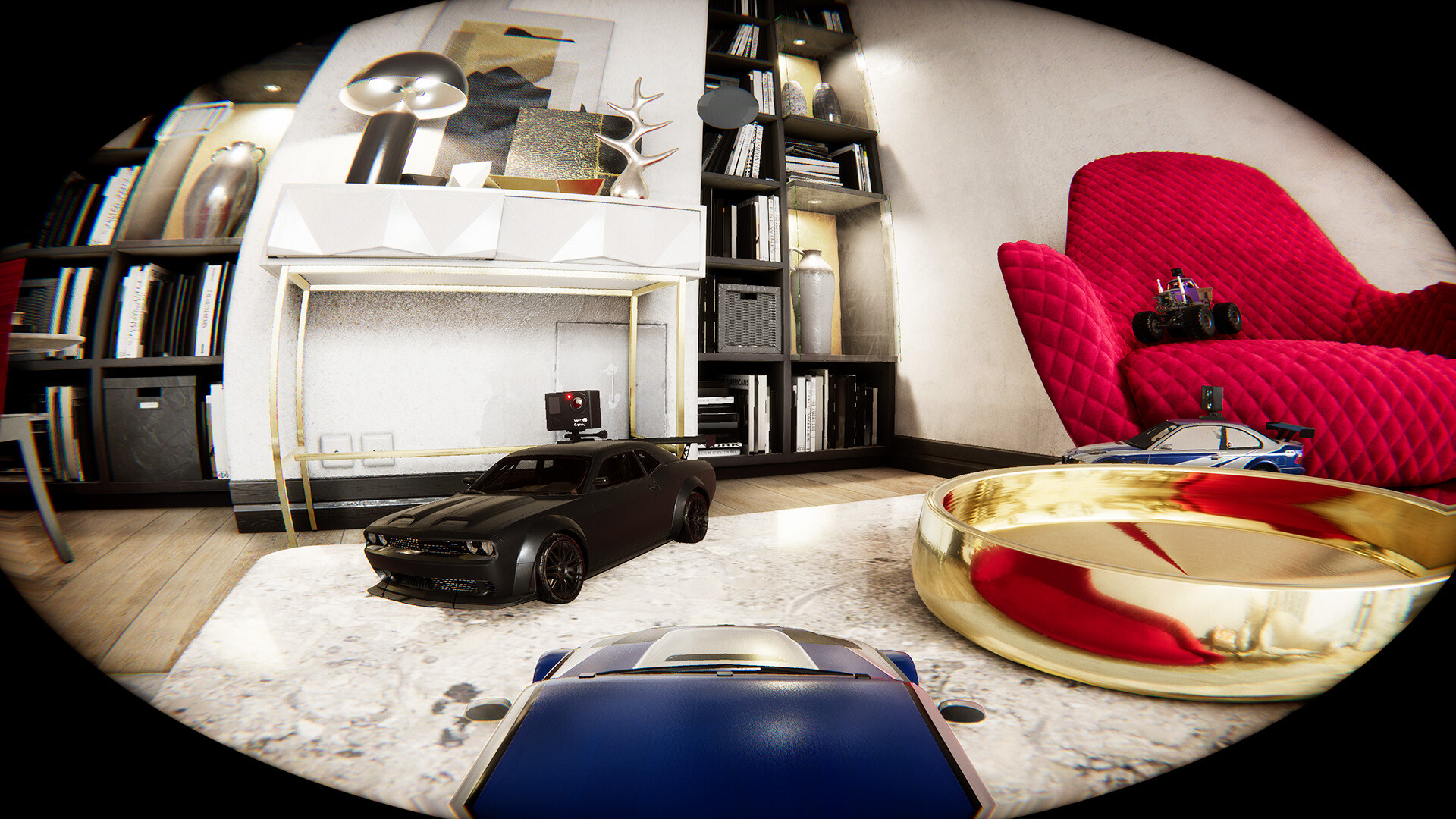 多輛遙控車聚集在一起,似乎準備開始一場比賽或活動。