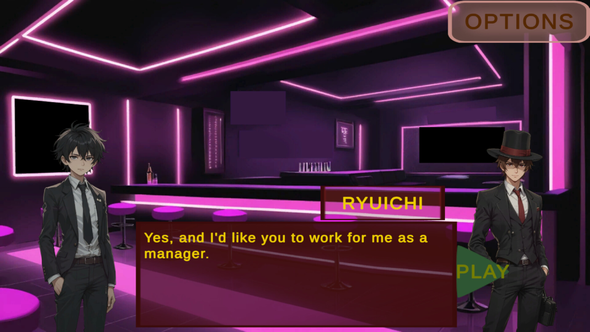 主角 Hiroshi 與遊戲中的女性角色在海邊對話。