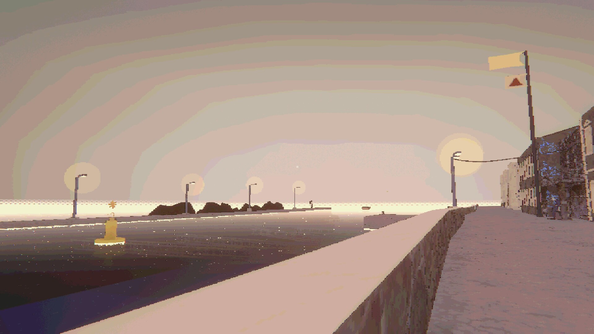 一個昏暗的房間，光線從窗戶射入，照亮了室內的藝術裝置。