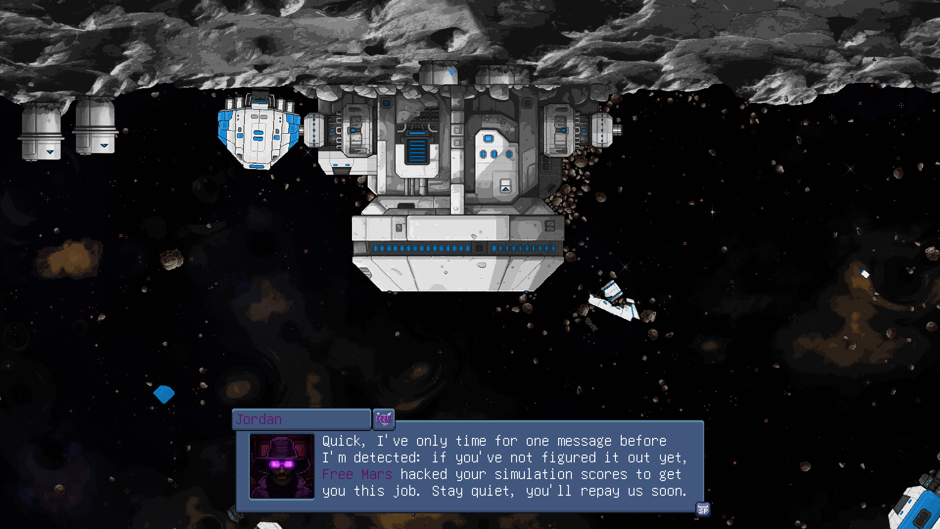 玩家駕駛的飛船在太空中航行