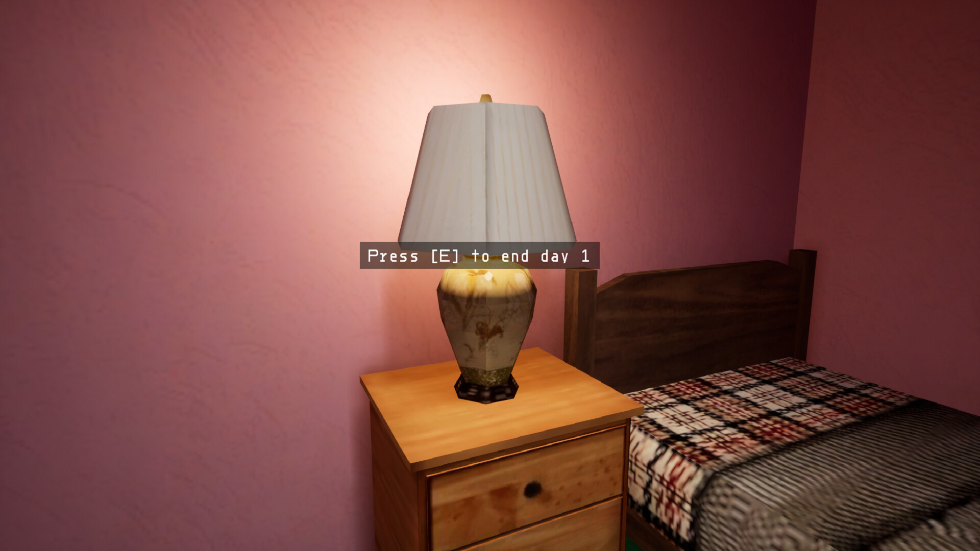 遊戲中的一個場景，似乎是浴室，光線昏暗，氣氛詭異。