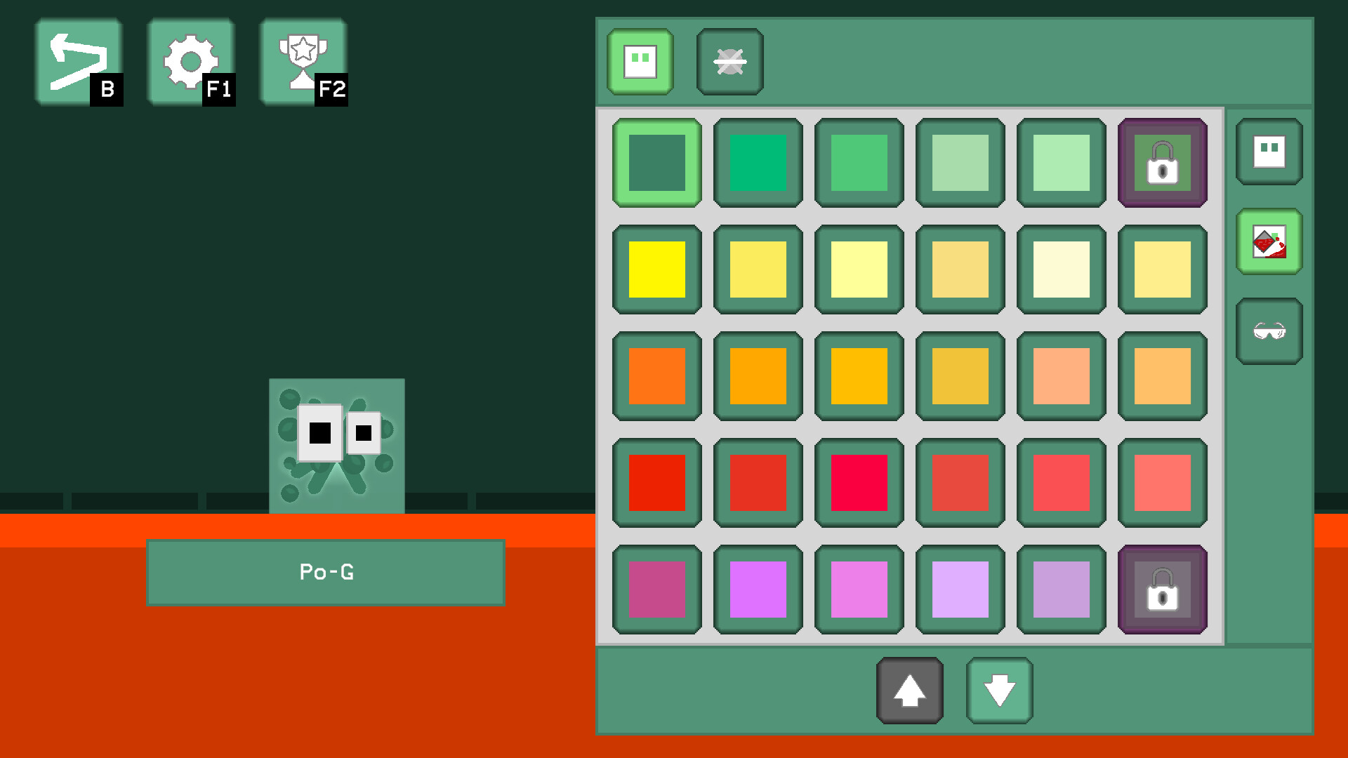 Po-G 在一個充滿齒輪和機械裝置的關卡中。