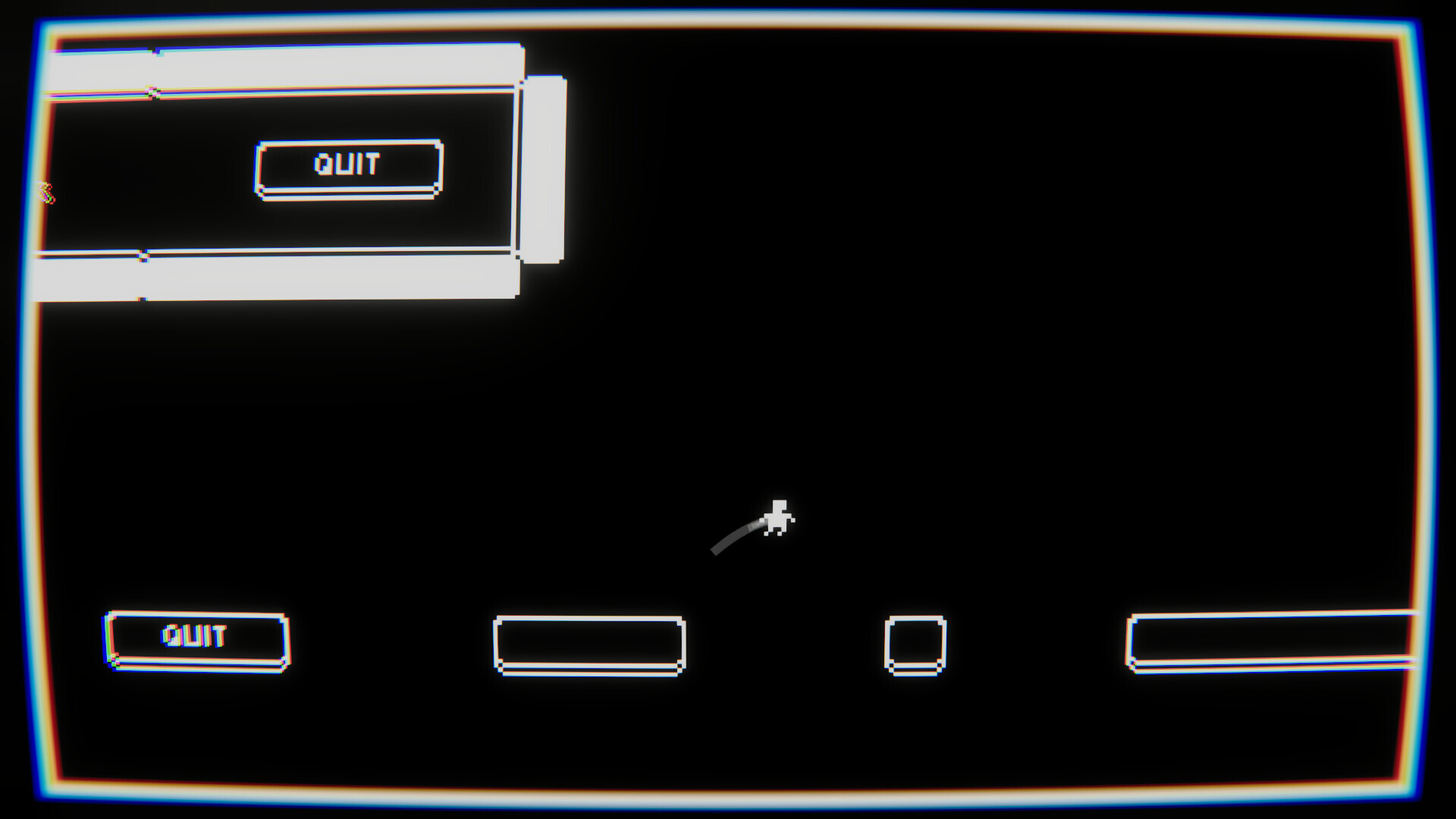 角色站在一個看起來像是設定選單的介面中,周圍是各種開關和選項。