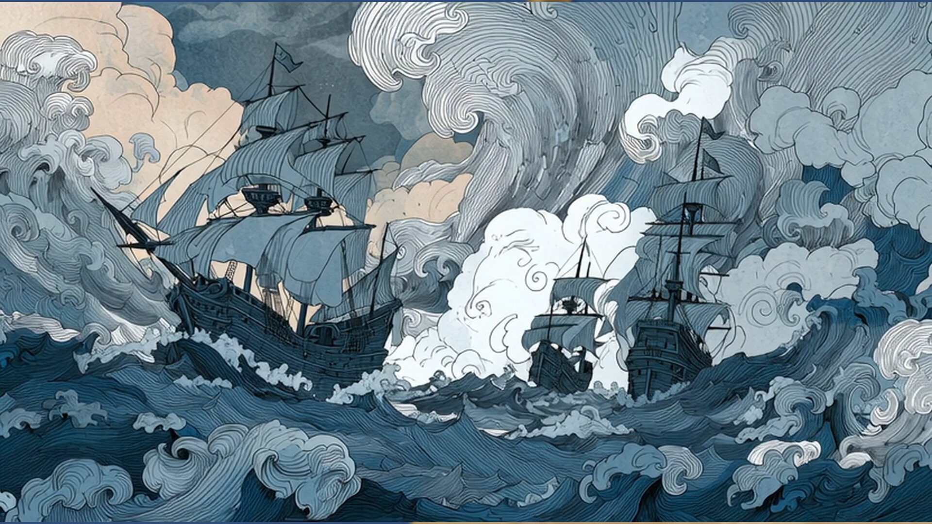 激烈的海上炮战