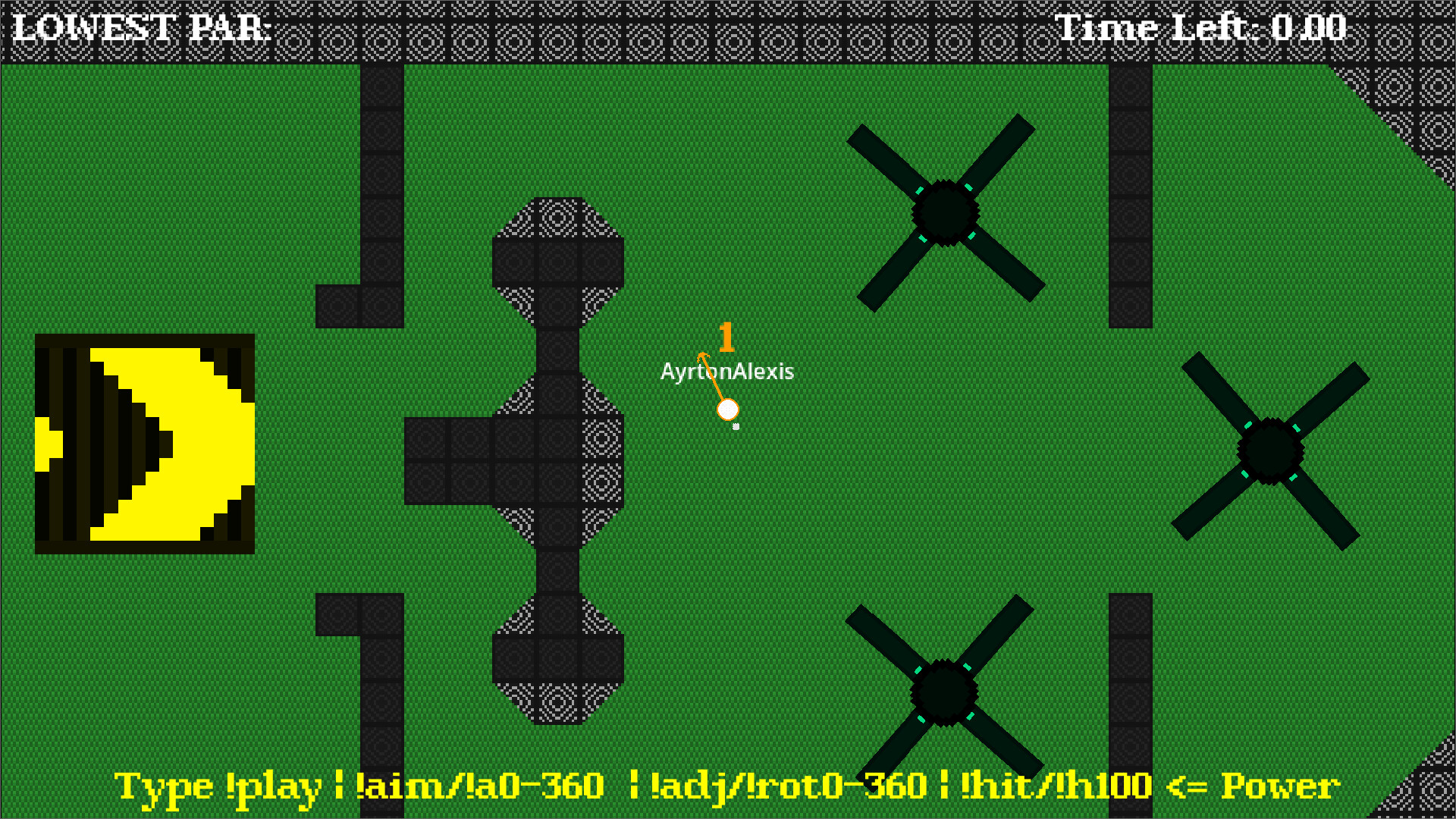 遊戲的主視覺畫面，呈現了像素風格的混亂高爾夫場景。