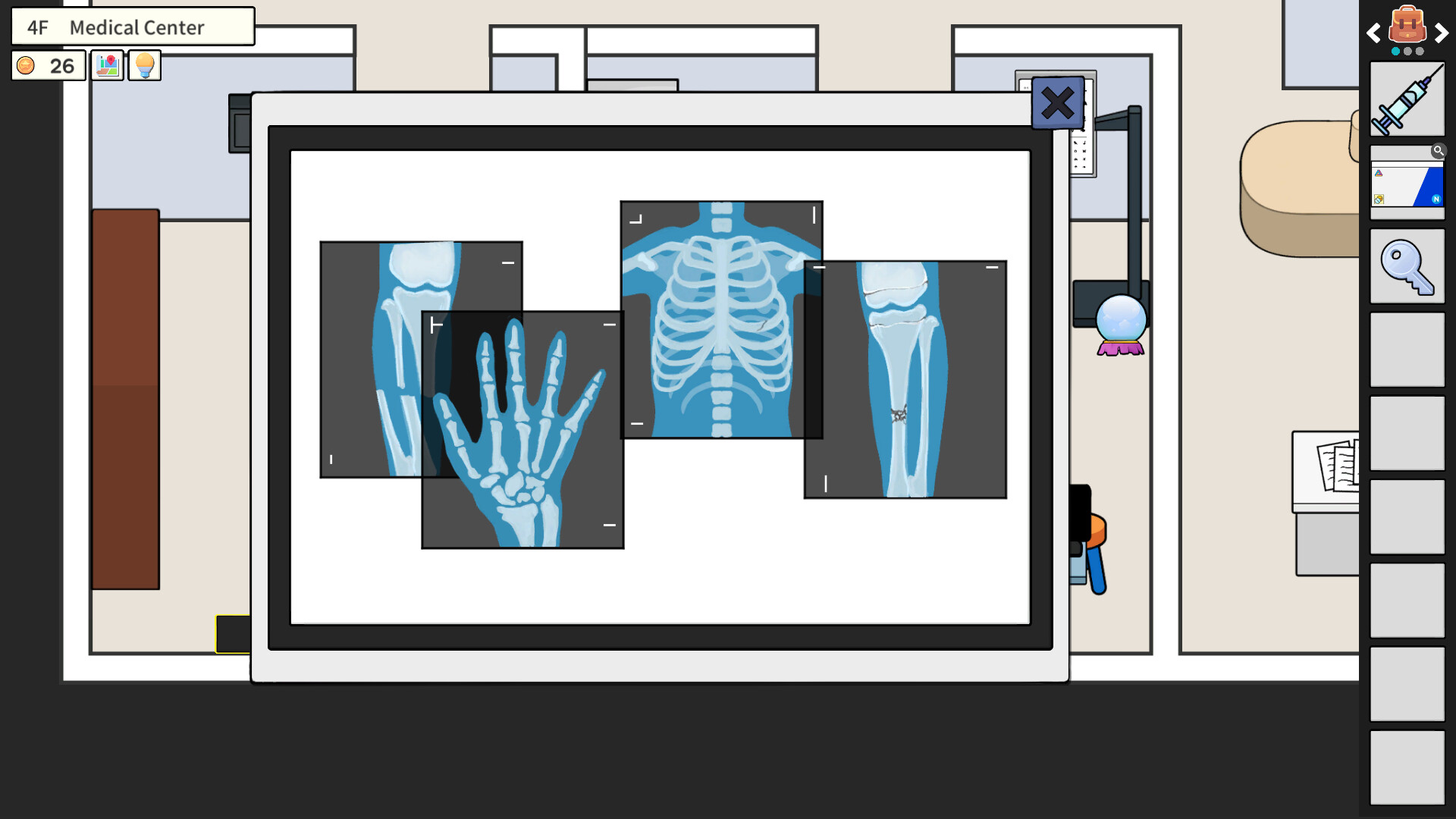 一個類似於入口大廳的場景，有著宏偉的樓梯和吊燈。