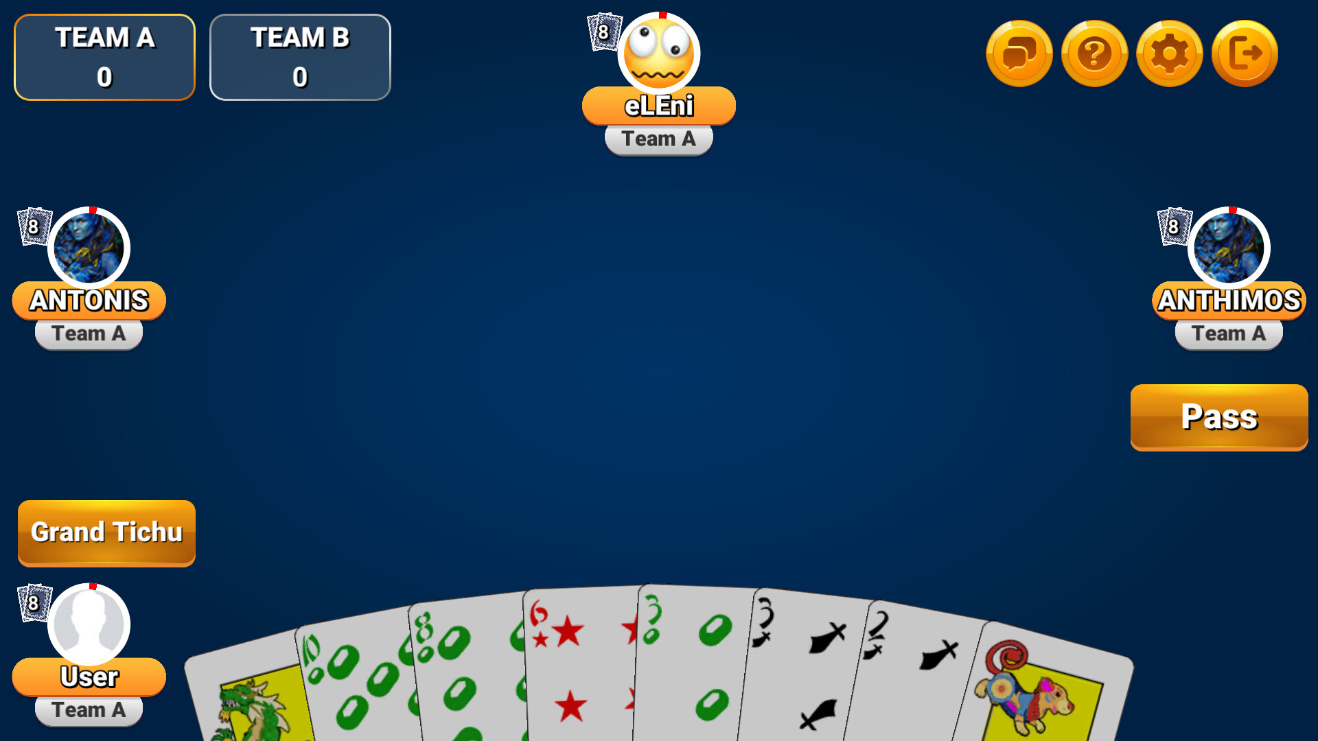 遊戲中的出牌瞬間