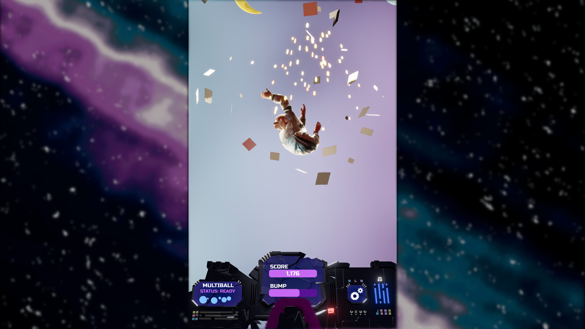 遊戲畫面展示了複雜的機械結構和多個可互動的目標。