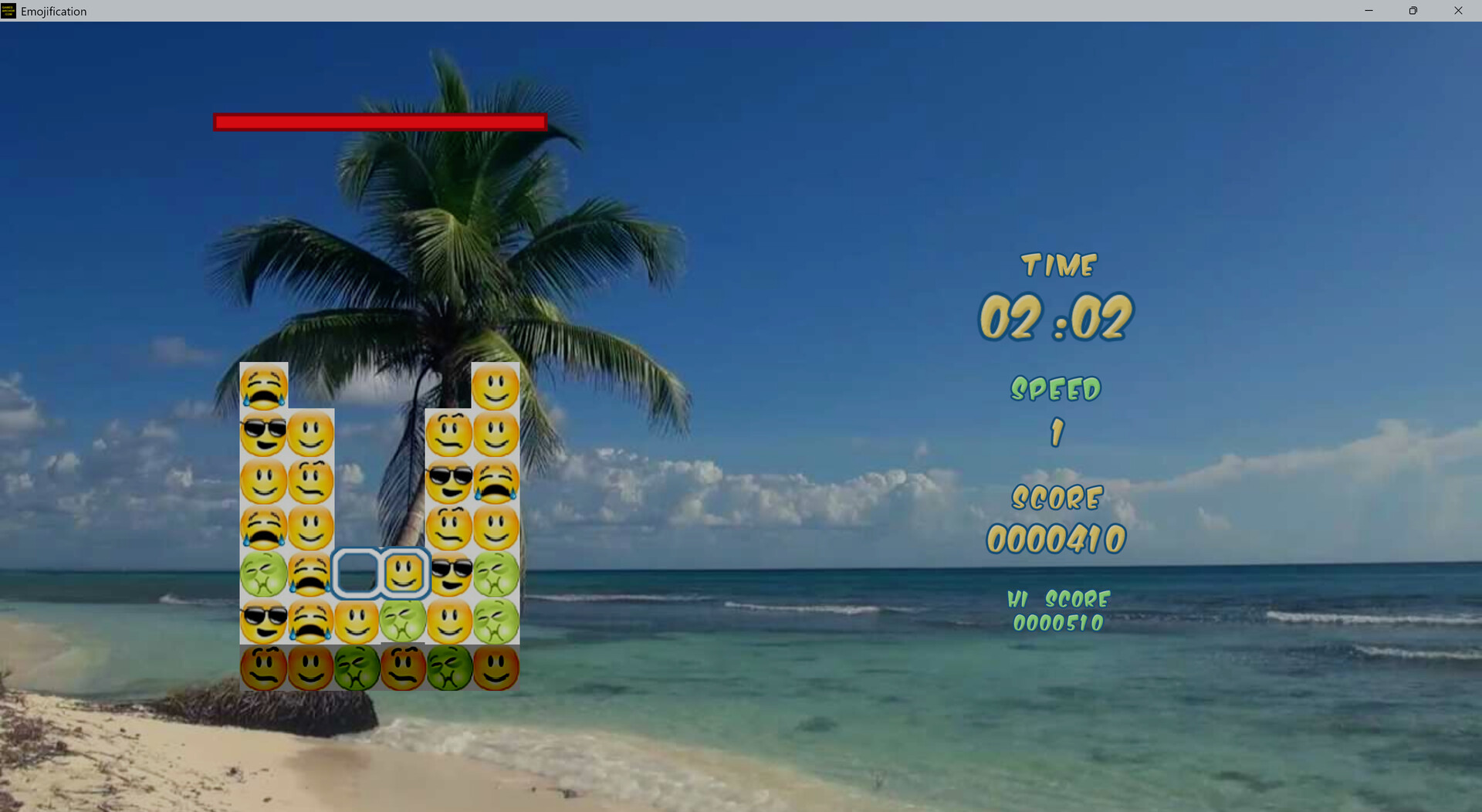 一個特寫鏡頭,展示了遊戲中一個獨特的表情符號角色。