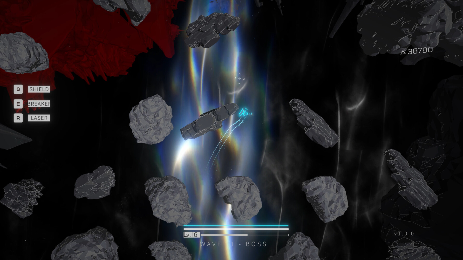 遊戲中風格化的 3D 畫面，呈現出獨特的太空美學