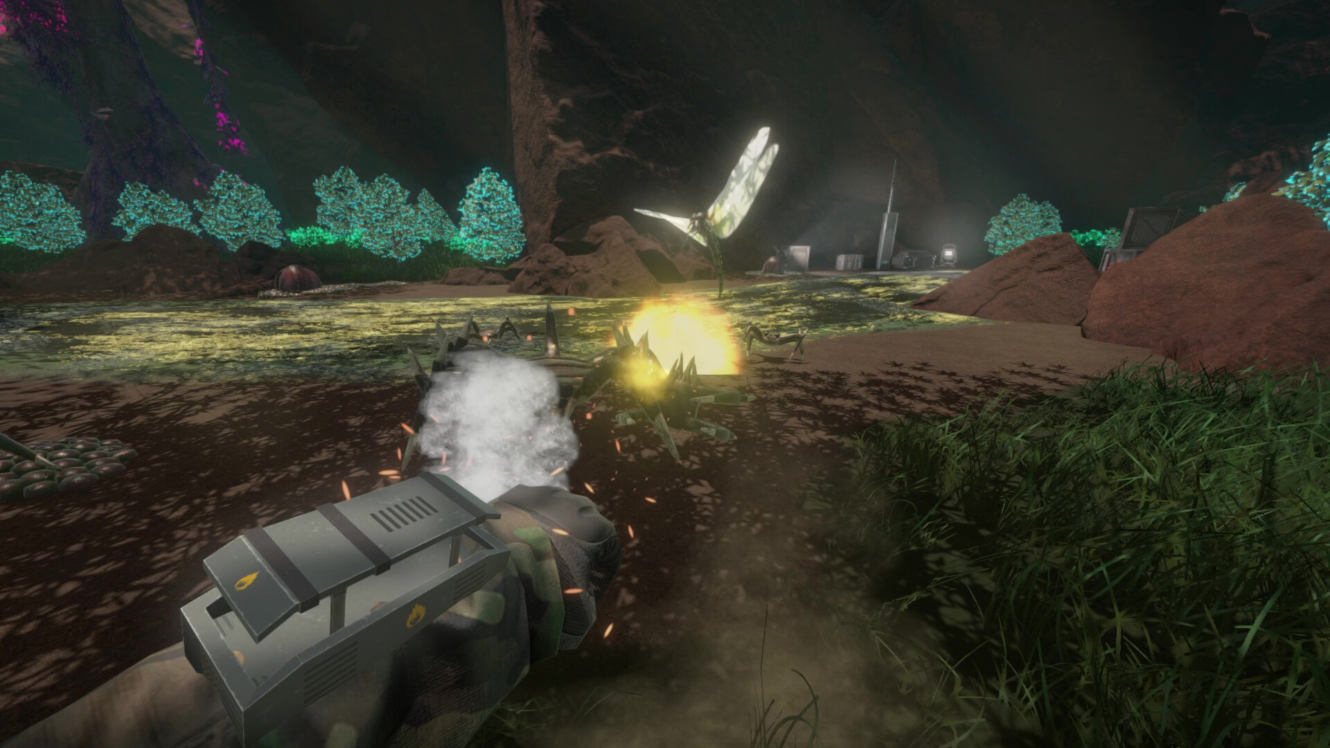 玩家在幽暗的環境中對抗異星生物。