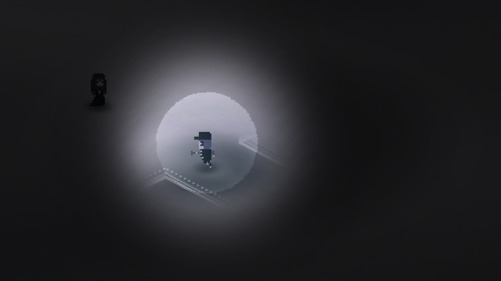 遊戲中的解謎場景，牆上掛著畫作