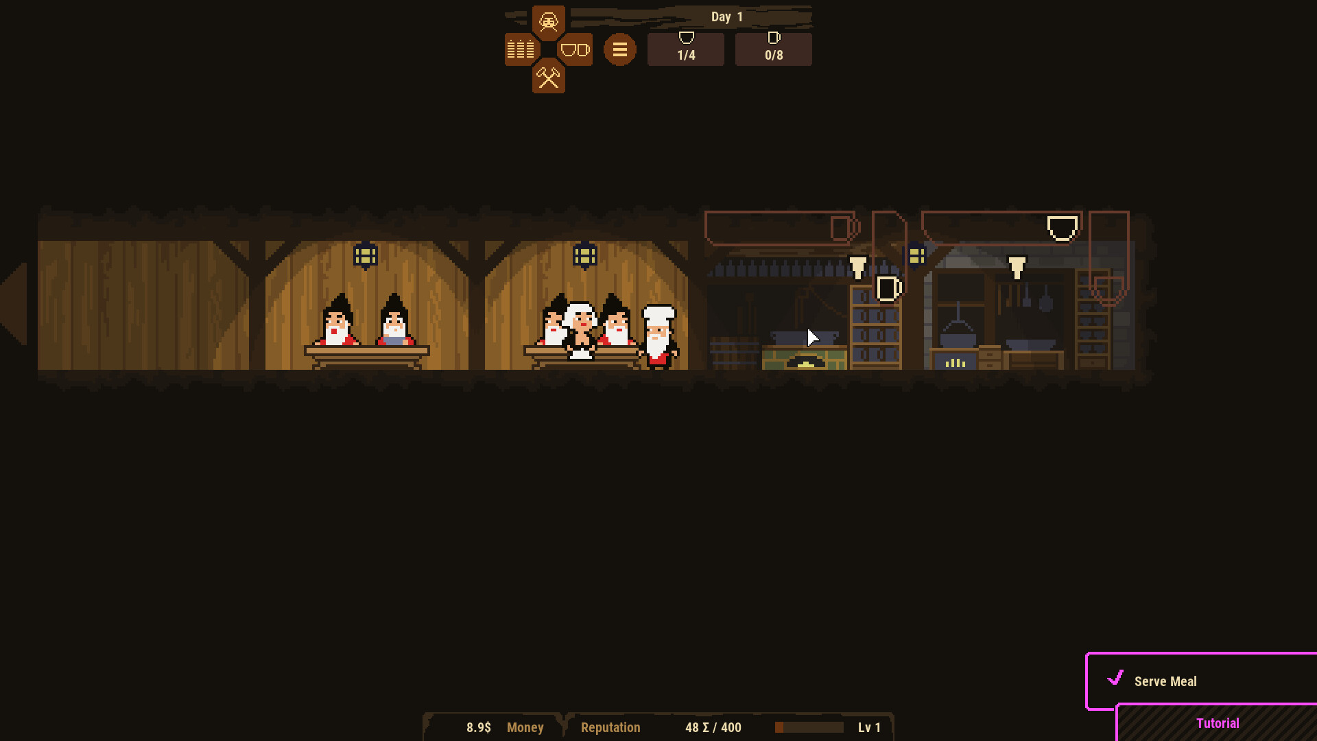 遊戲中玩家可以自由挖掘與建設酒館內部空間