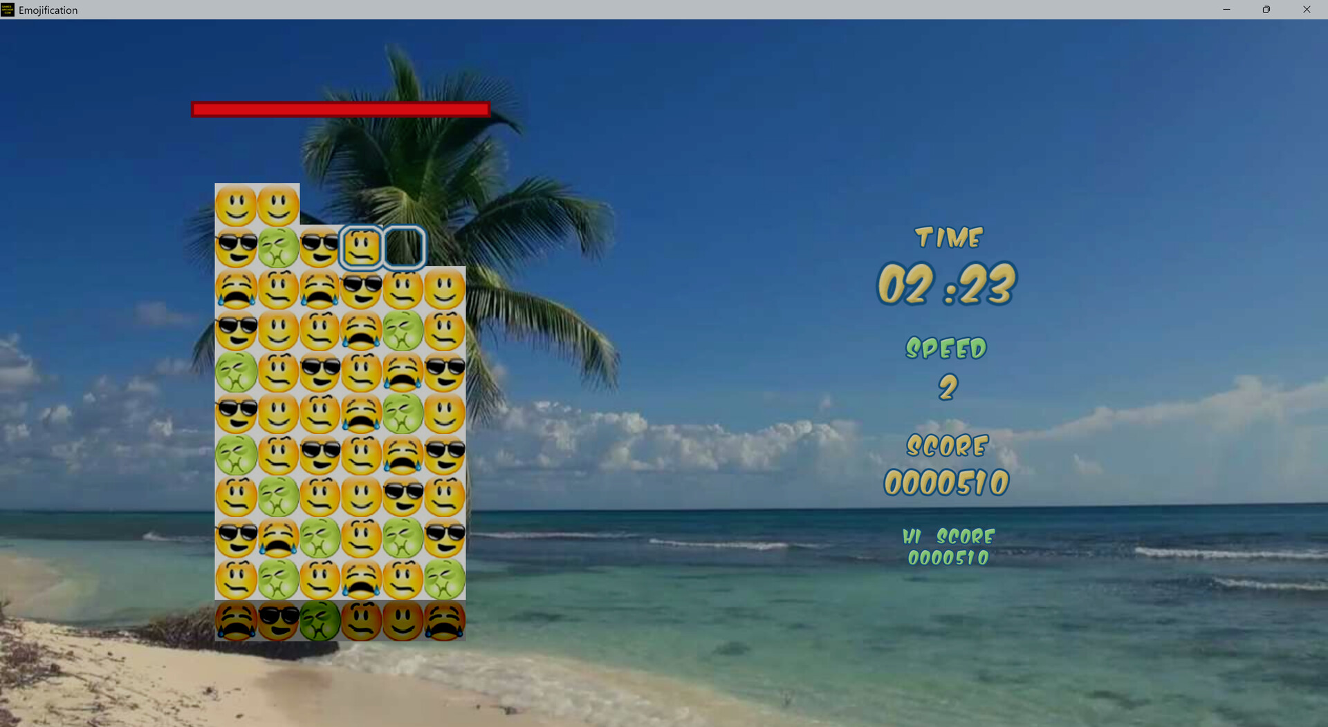 展示遊戲進階關卡的畫面,可能包含更複雜的佈局或新的表情符號。