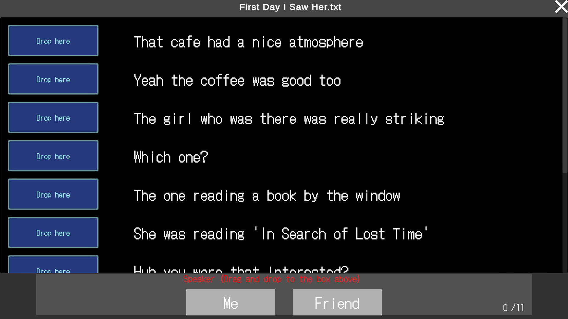 遊戲中的文字片段，揭示了故事的一角。