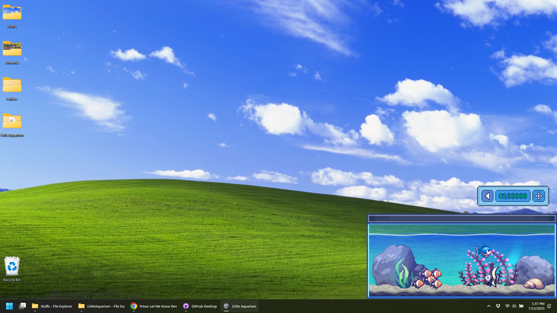 遊戲中玩家可以一邊工作一邊照看自己的小魚缸