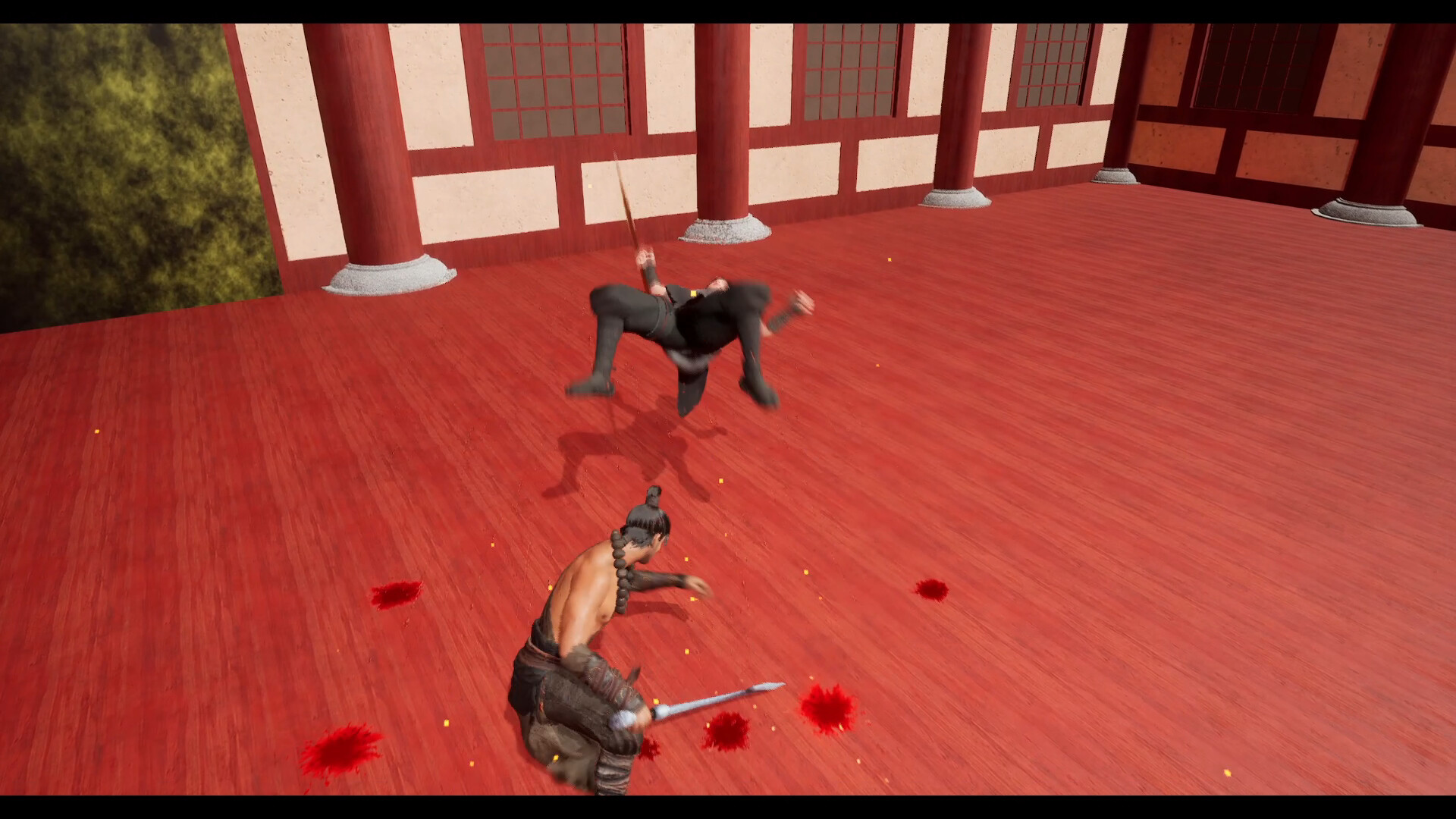 主角在充滿東方風格的建築中穿梭