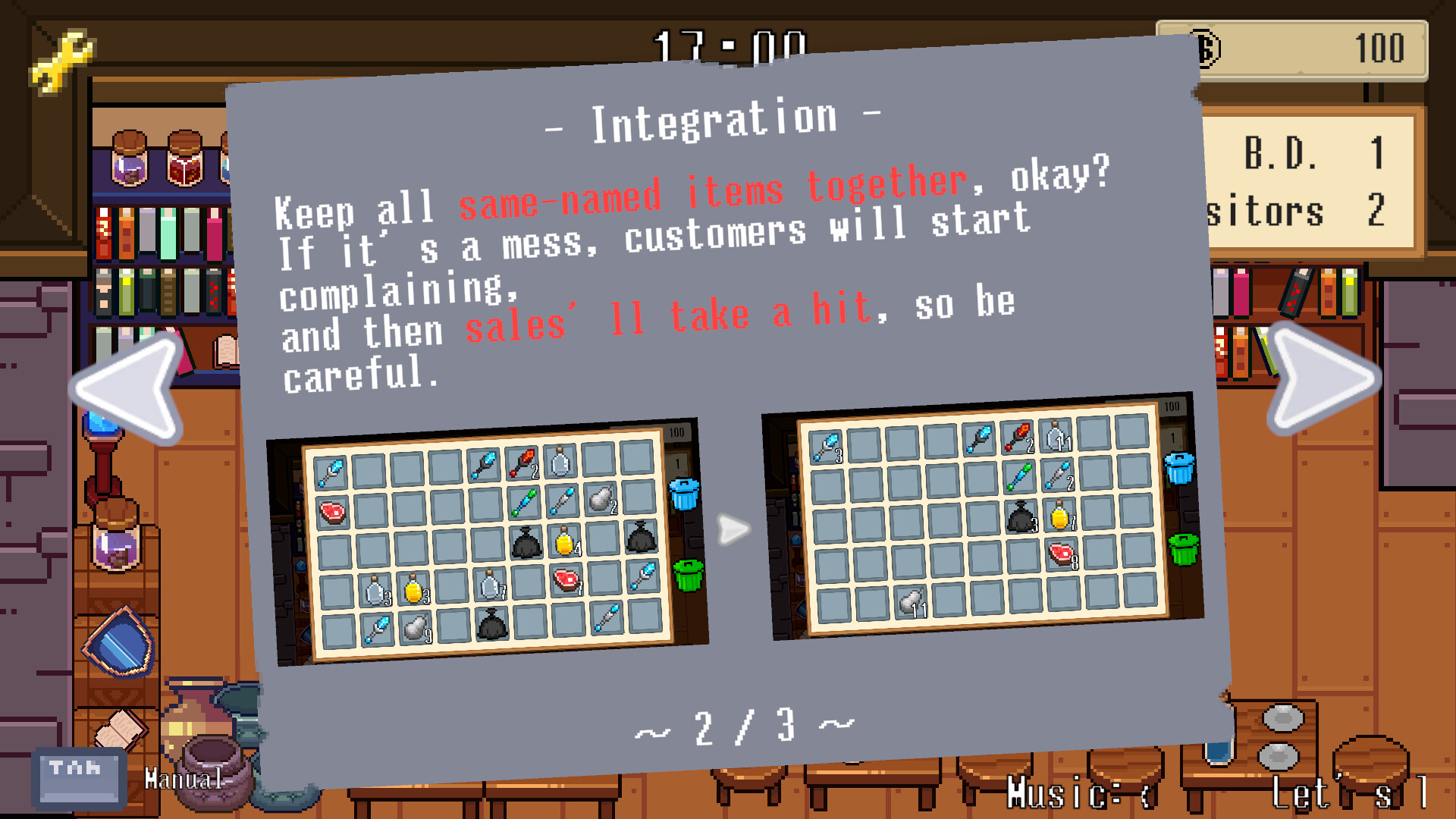 遊戲介面展示了不同類型的物品，需要玩家進行分類和擺放。