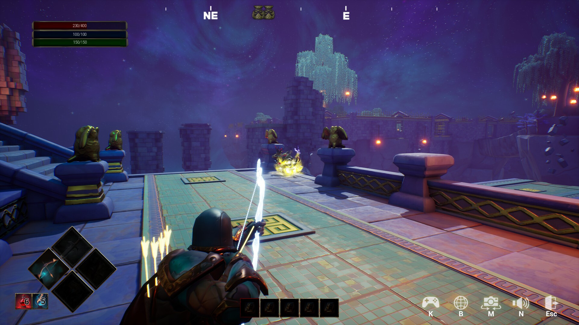 主角與巨大的岩石巨人對峙,場面極具張力。