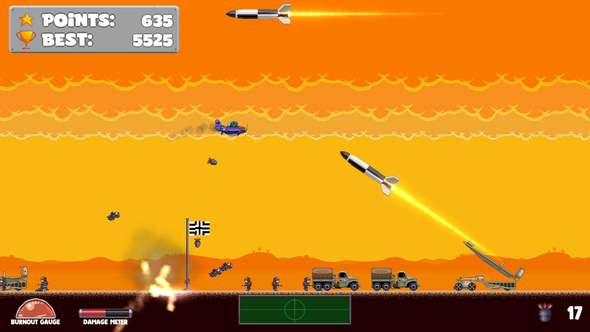 玩家駕駛飛機在城市上空與敵機進行激烈空戰。