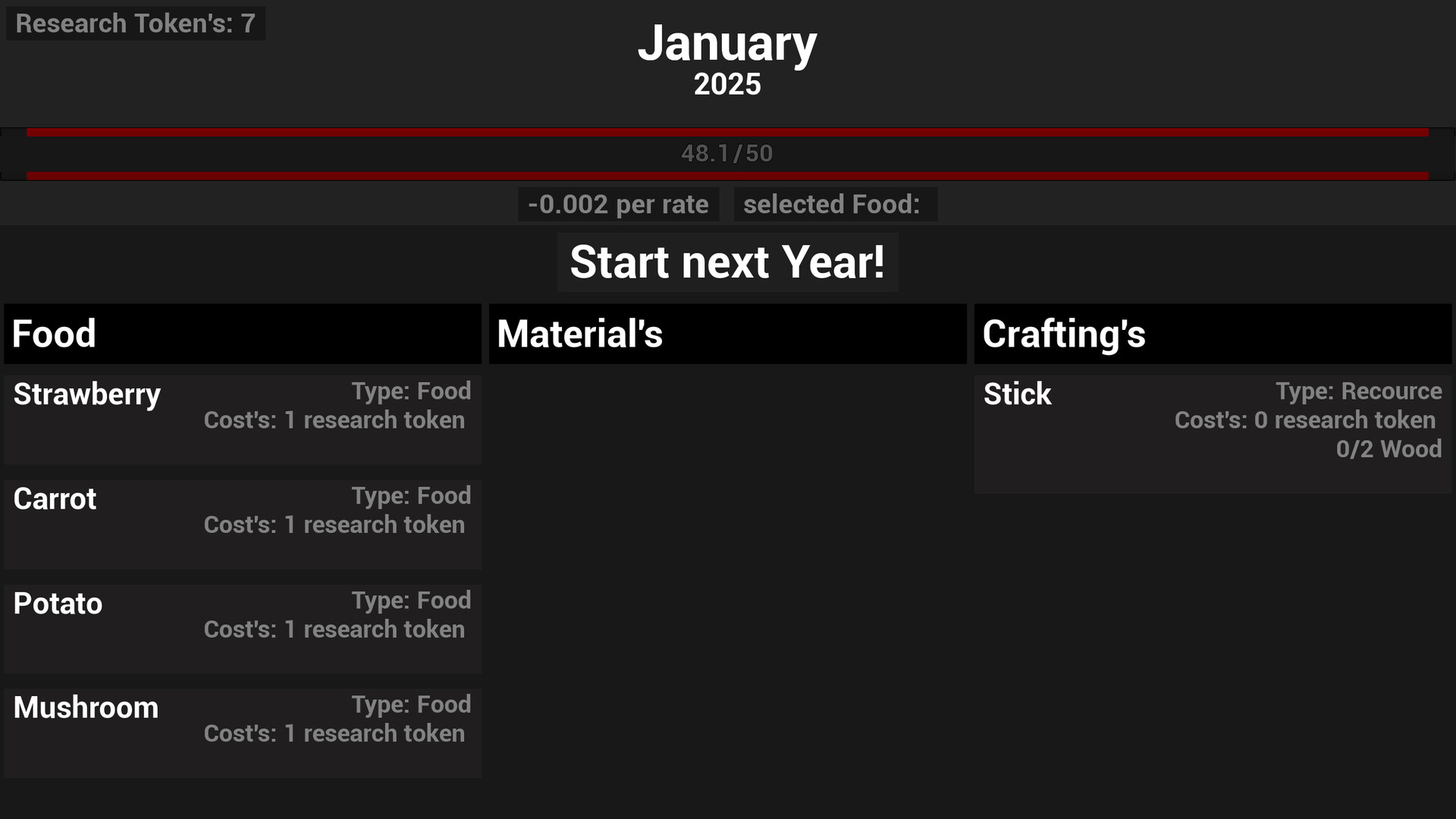 遊戲中後期的介面，顯示了多種已解鎖的資源與複雜的狀態。