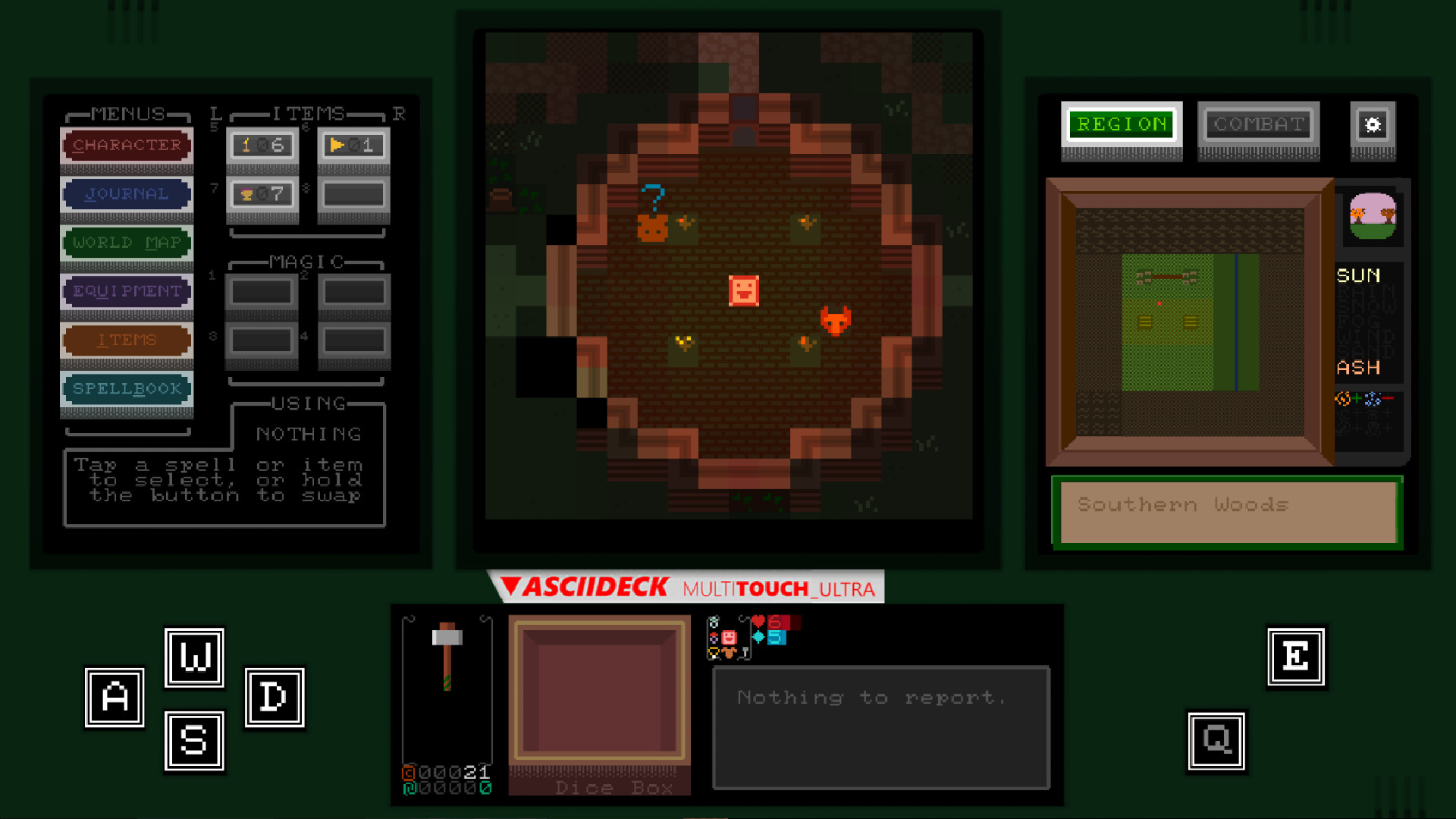 遊戲的角色狀態與物品欄介面