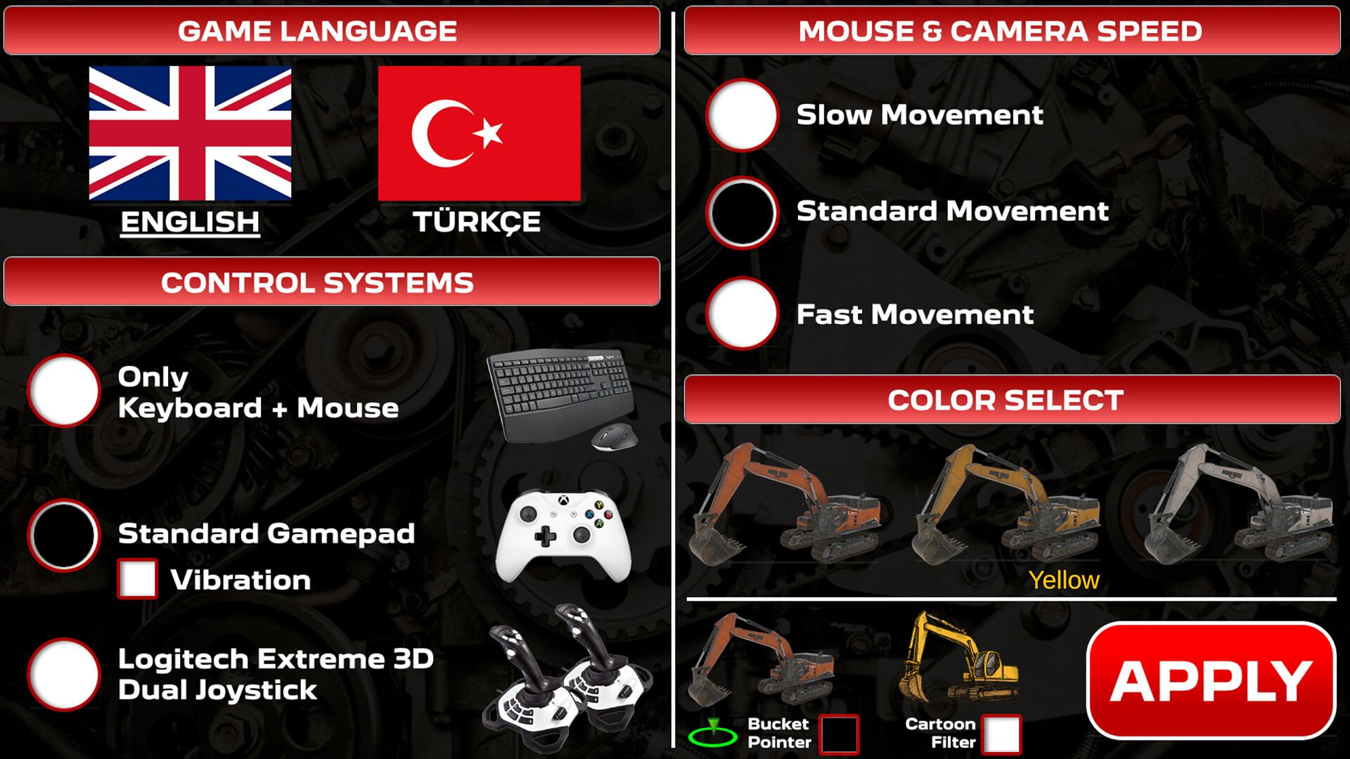 挖掘機在廣闊的工地上作業,背景是美麗的日落。