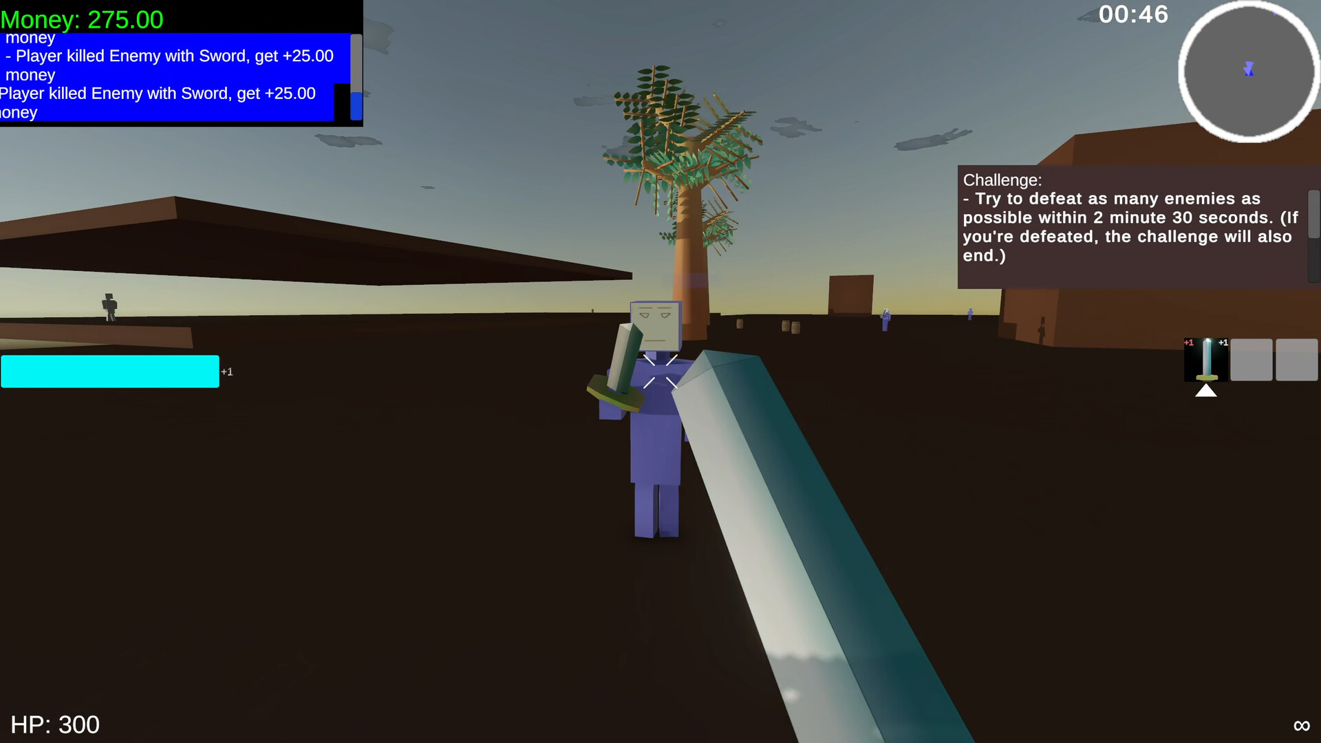 遊戲中的物理效果，敵人被擊飛。