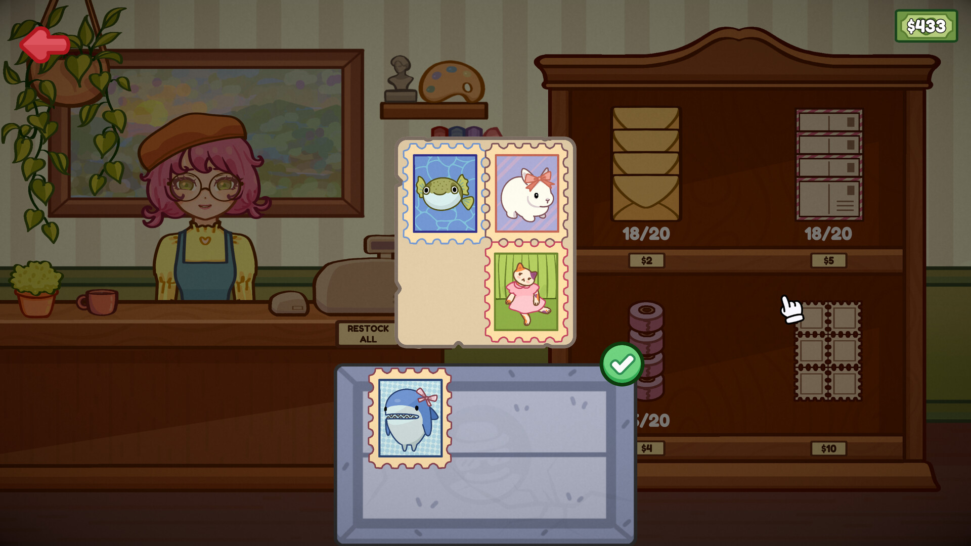 玩家在明信片上書寫溫馨祝福語的畫面。