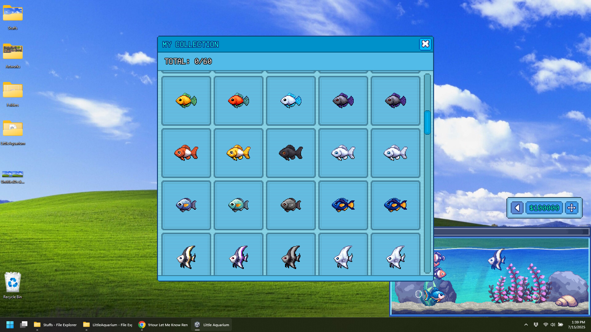 遊戲展示了豐富多樣的像素藝術魚類收藏