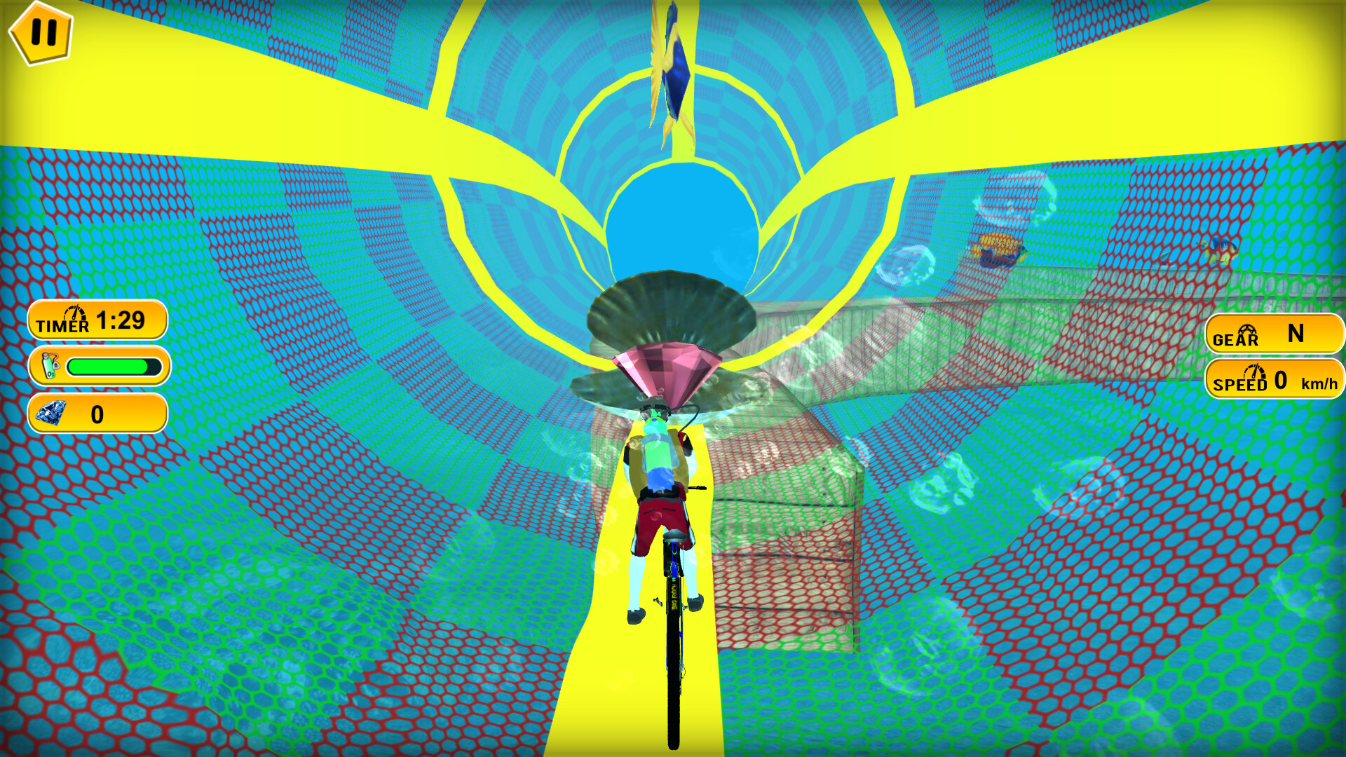 兩台水下摩托在開闊水域中並駕齊驅，展開激烈追逐