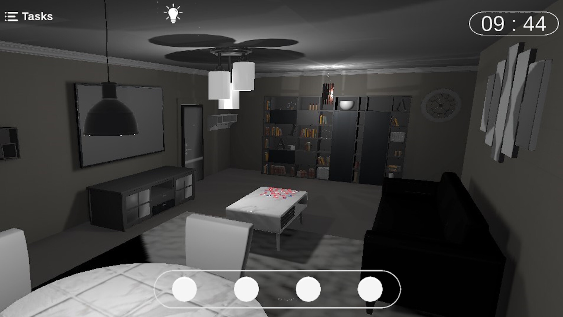 一個充滿未來科技感的解謎場景