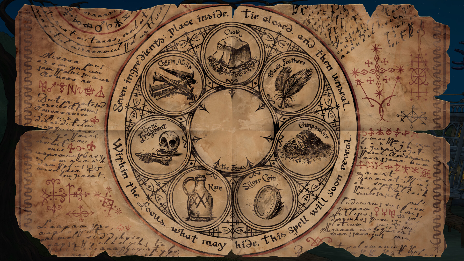 遊戲中一個充滿謎題的古老書房。