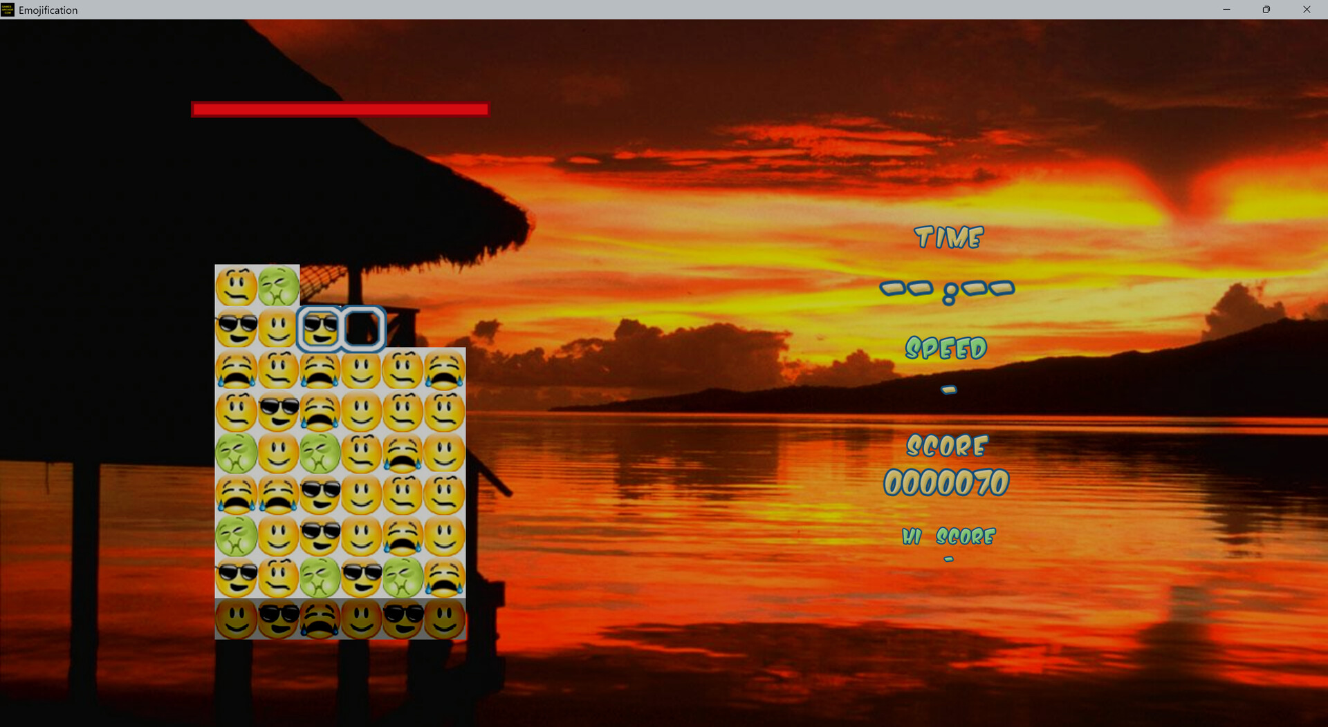 遊戲中成功配對並消除表情符號的瞬間,伴隨著發光效果。