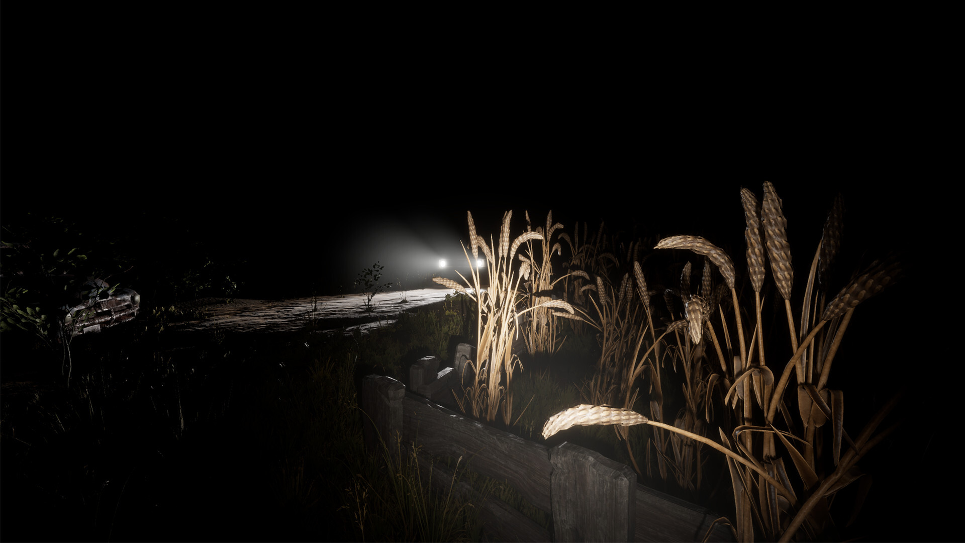 從監視器畫面中看到一個模糊的人影站在門口，而身在現場的伊森可能毫無察覺。