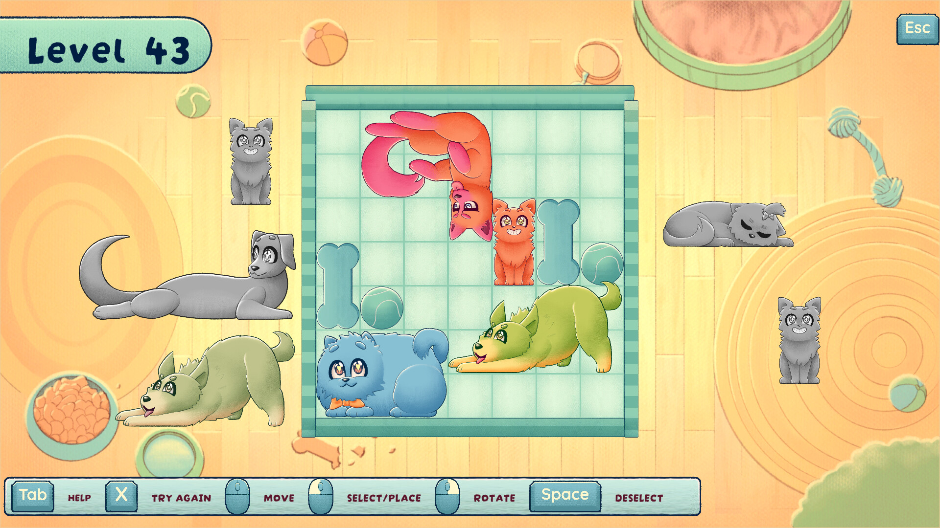 遊戲中出現了不同品種的狗狗，如臘腸犬和巴哥犬，形狀各異。