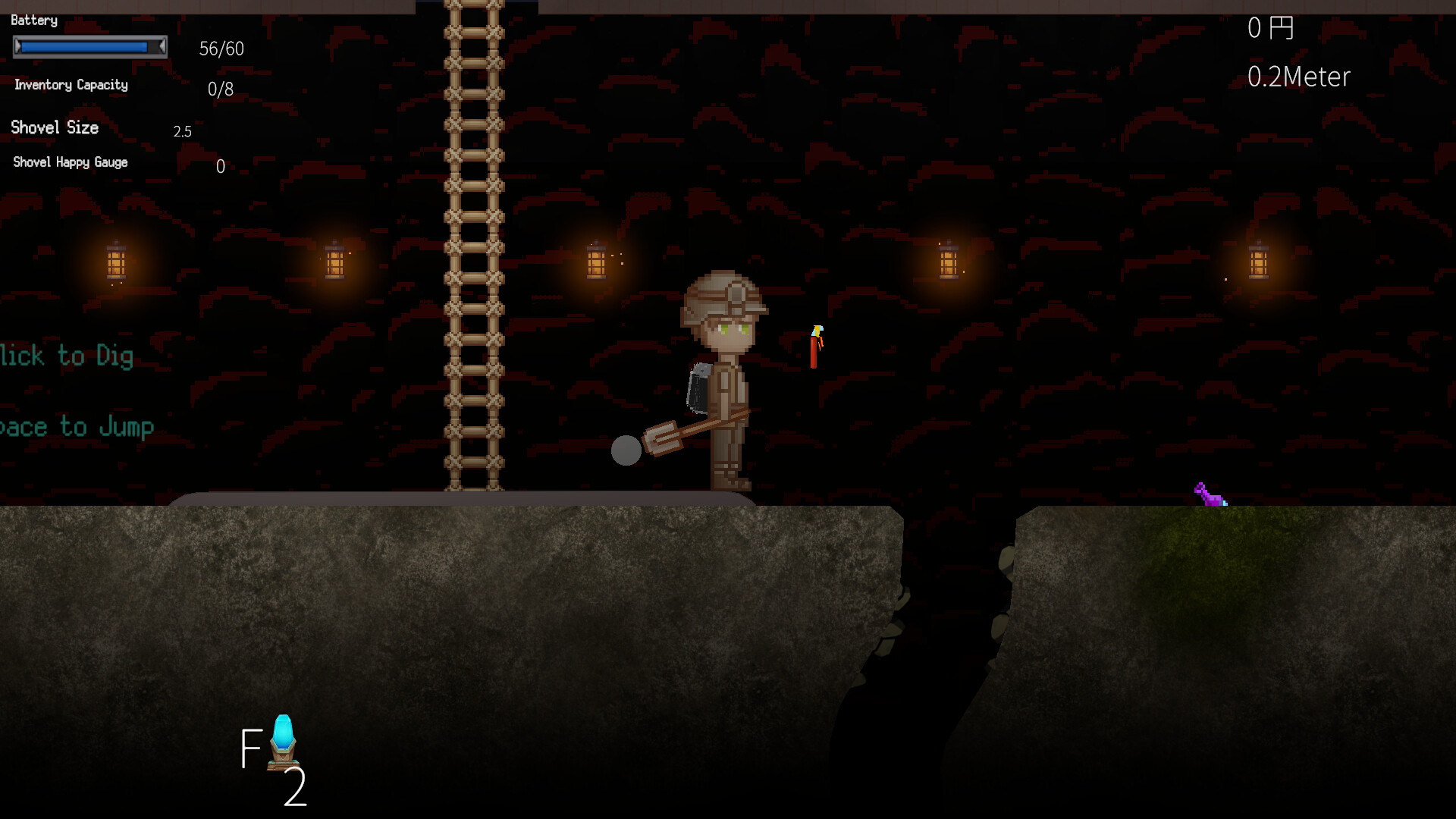 主角站在地表，身後是通往深邃礦坑的入口，象徵著冒險的開始。