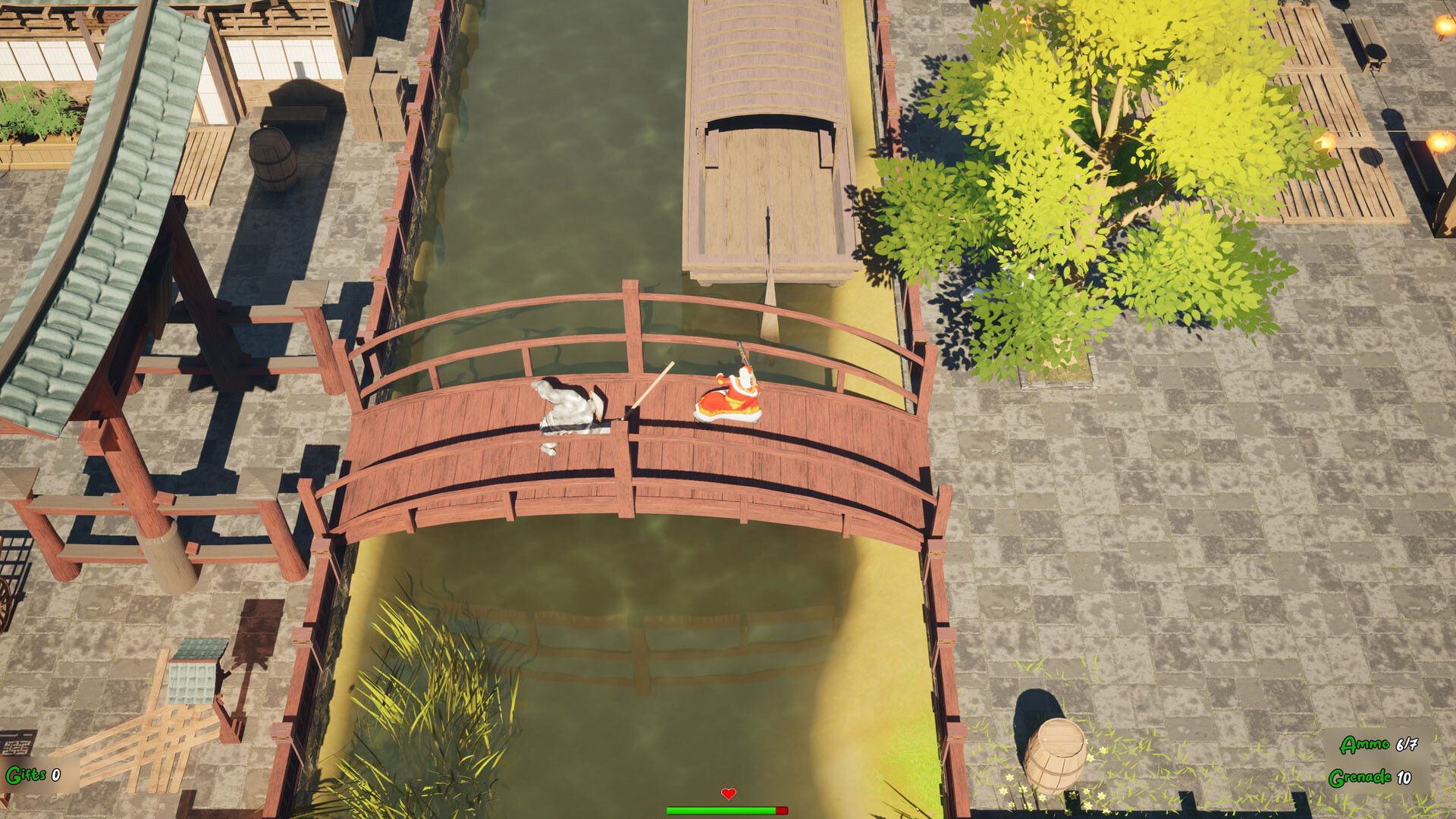 聖誕老人在一個充滿機關和謎題的房間中探索。