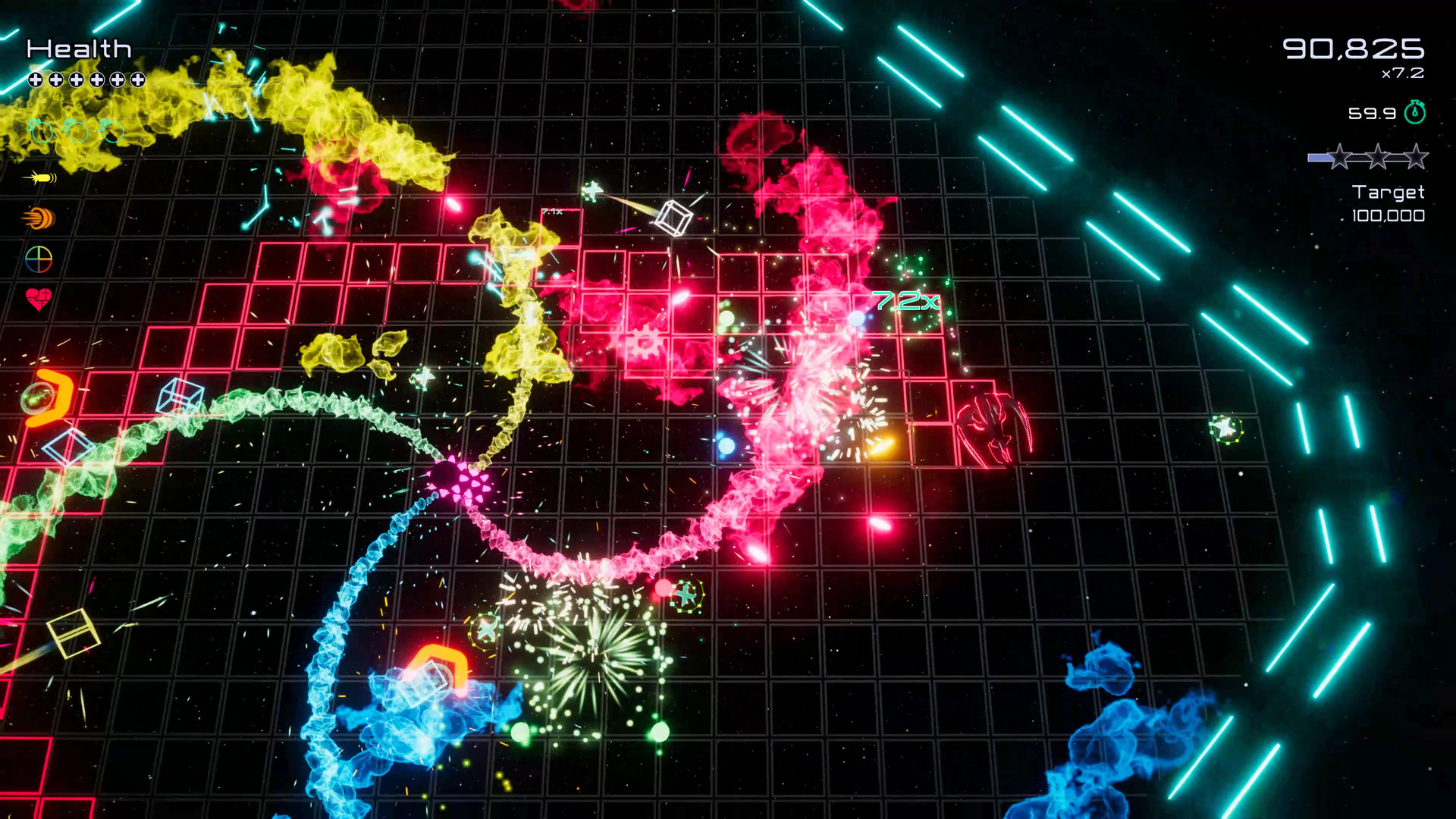 遊戲中充滿了密集的彈幕與敵人