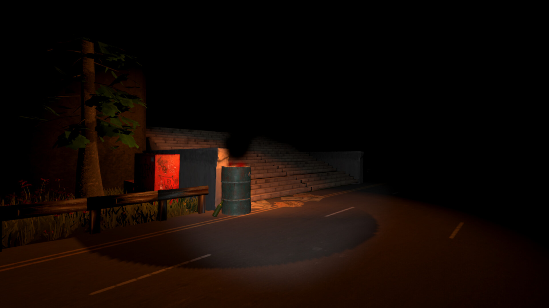 遊戲截圖,展示了墓園中的一座小型建築,周圍環繞著墓碑和樹木。