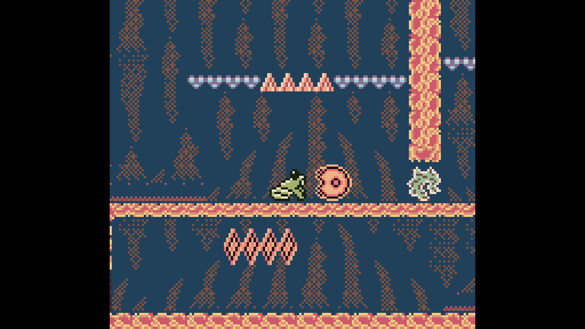 遊戲中的一個場景，展示了其鮮明的像素藝術風格和復古的用戶界面。