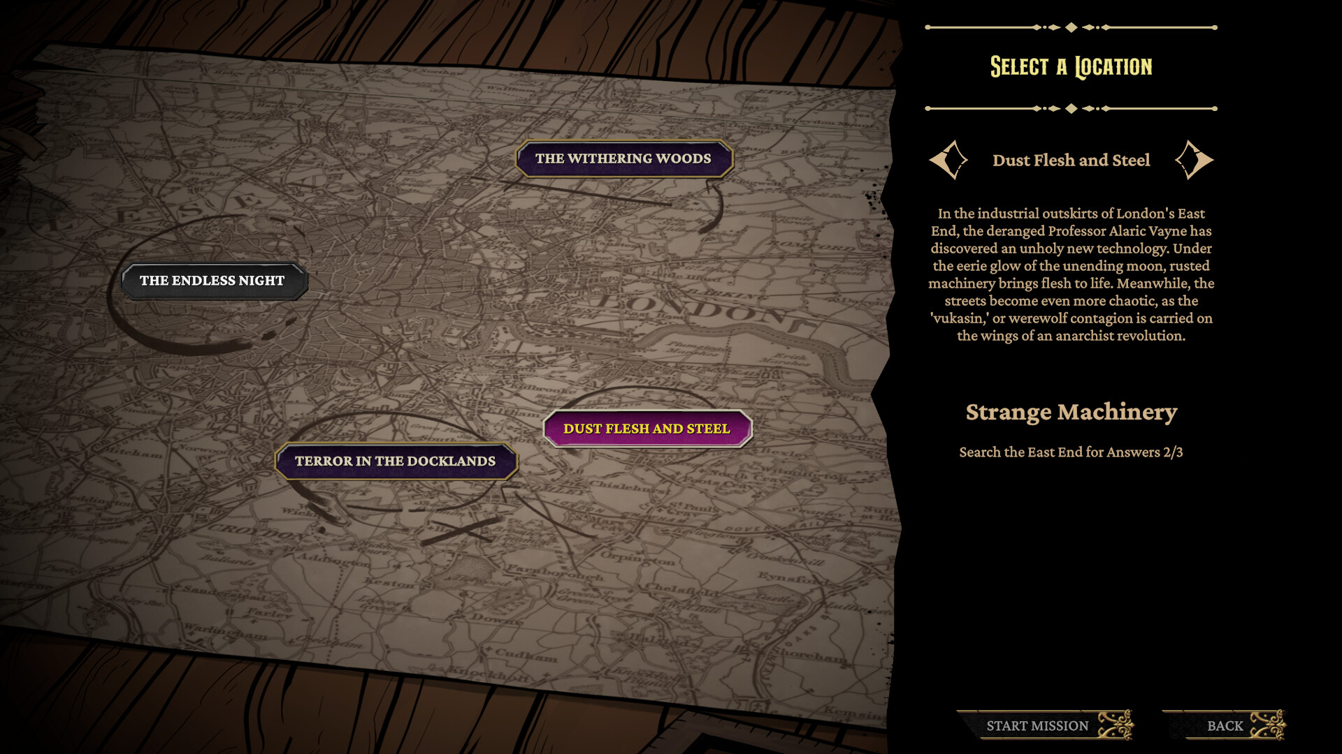 遊戲中的地圖畫面,玩家可以在多條路徑中選擇前進的方向,每個節點代表一個事件或戰鬥。