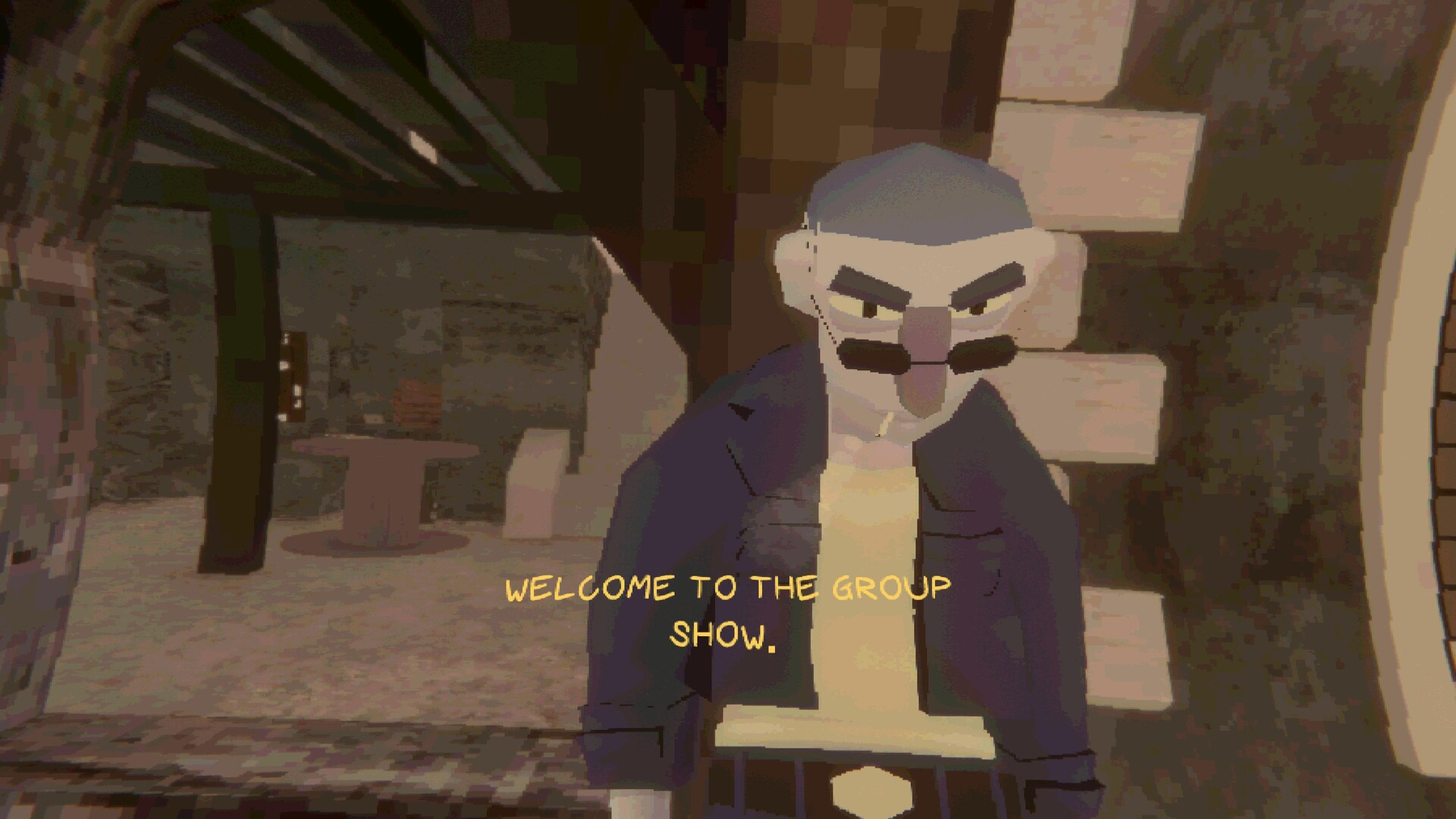 一個被柔和光線照亮的室內空間，中央有一個發光的物體。